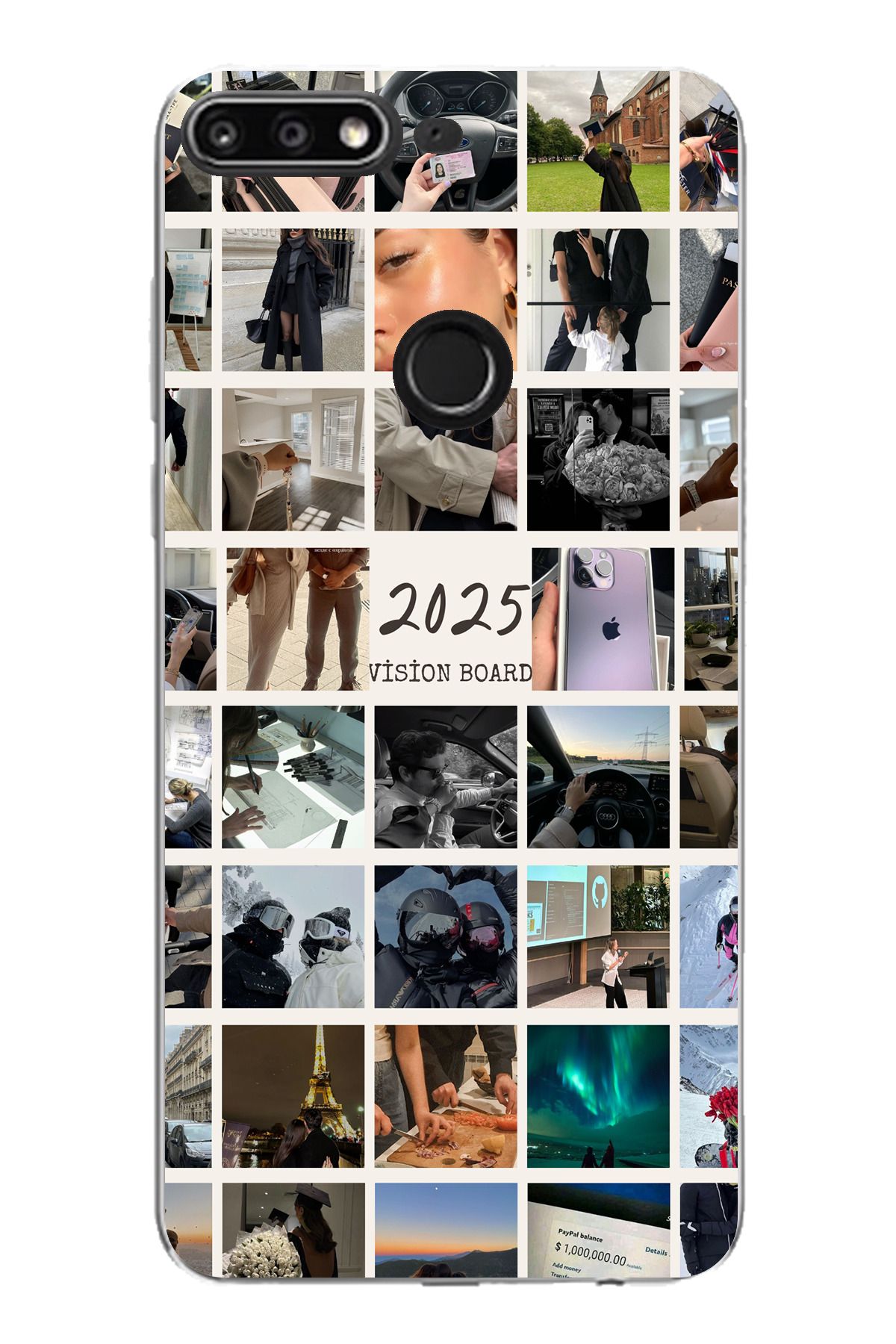 TechTree Huawei Y7 2018 - Honor 7C Uyumlu 2025 Vision Board Hayal Panosu Tasarımlı Şeffaf Silikon Kılıf