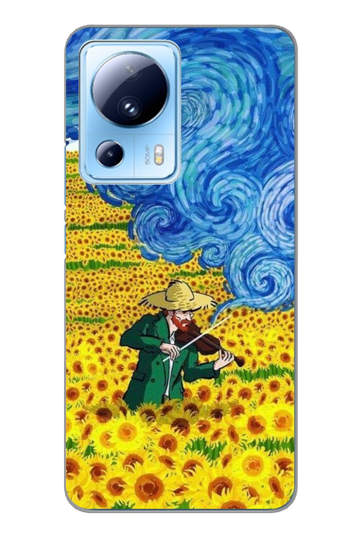 TechTree Xiaomi Mi 13 Lite Uyumlu Van Gogh Keman Şeffaf Silikon Kılıf