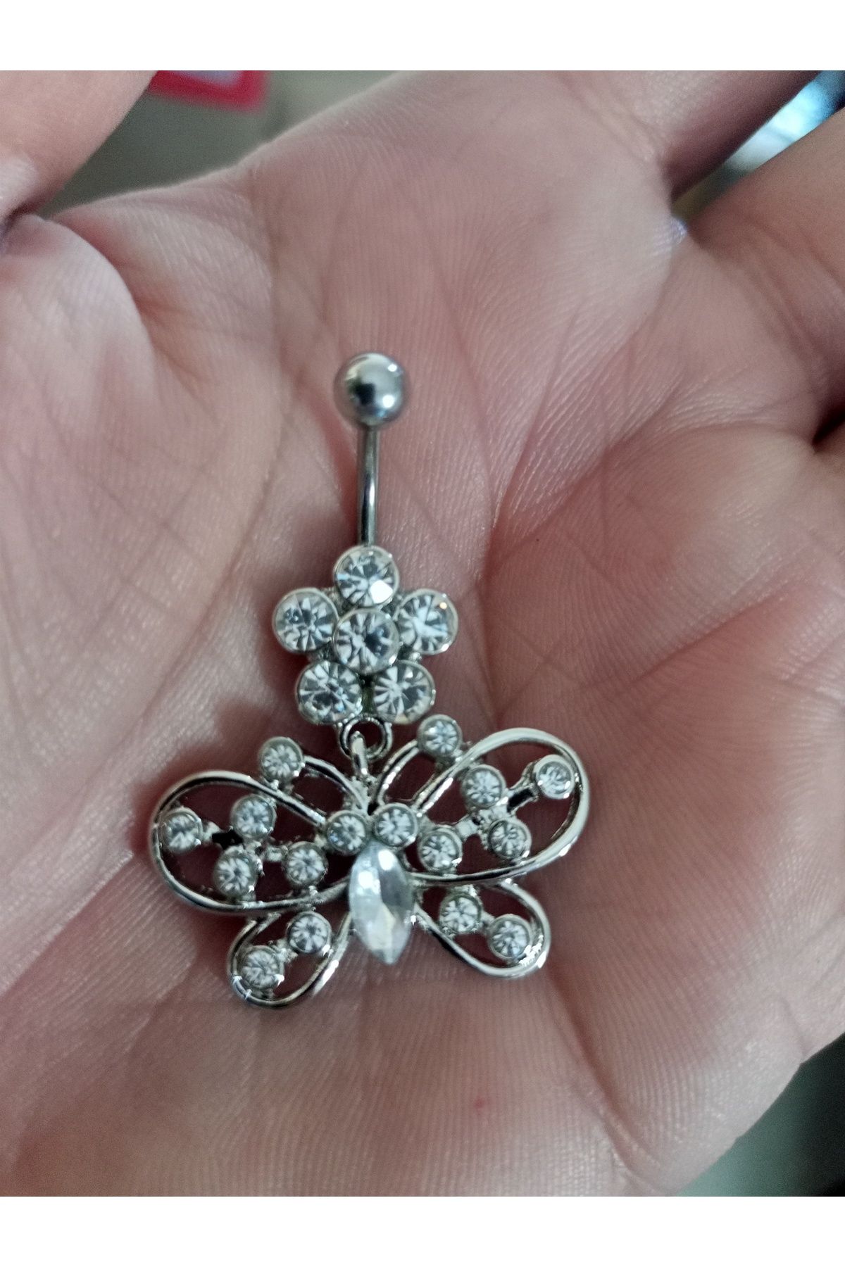 BUĞLEM Göbek Piercing Cerrahi Çelik 316L Gümüş Renk Paslanmaz Kararmaz