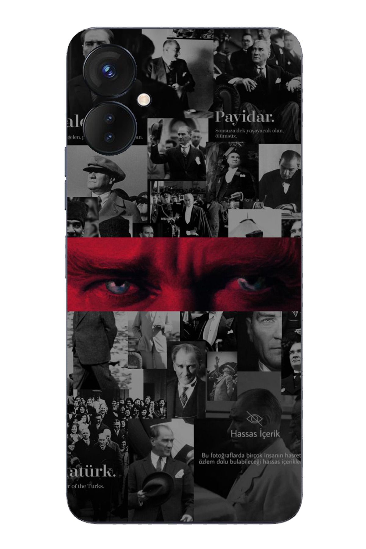 TechTree Tecno Spark 9 Pro Uyumlu Atatürk Gözler Tasarım Şeffaf Silikon Kılıf