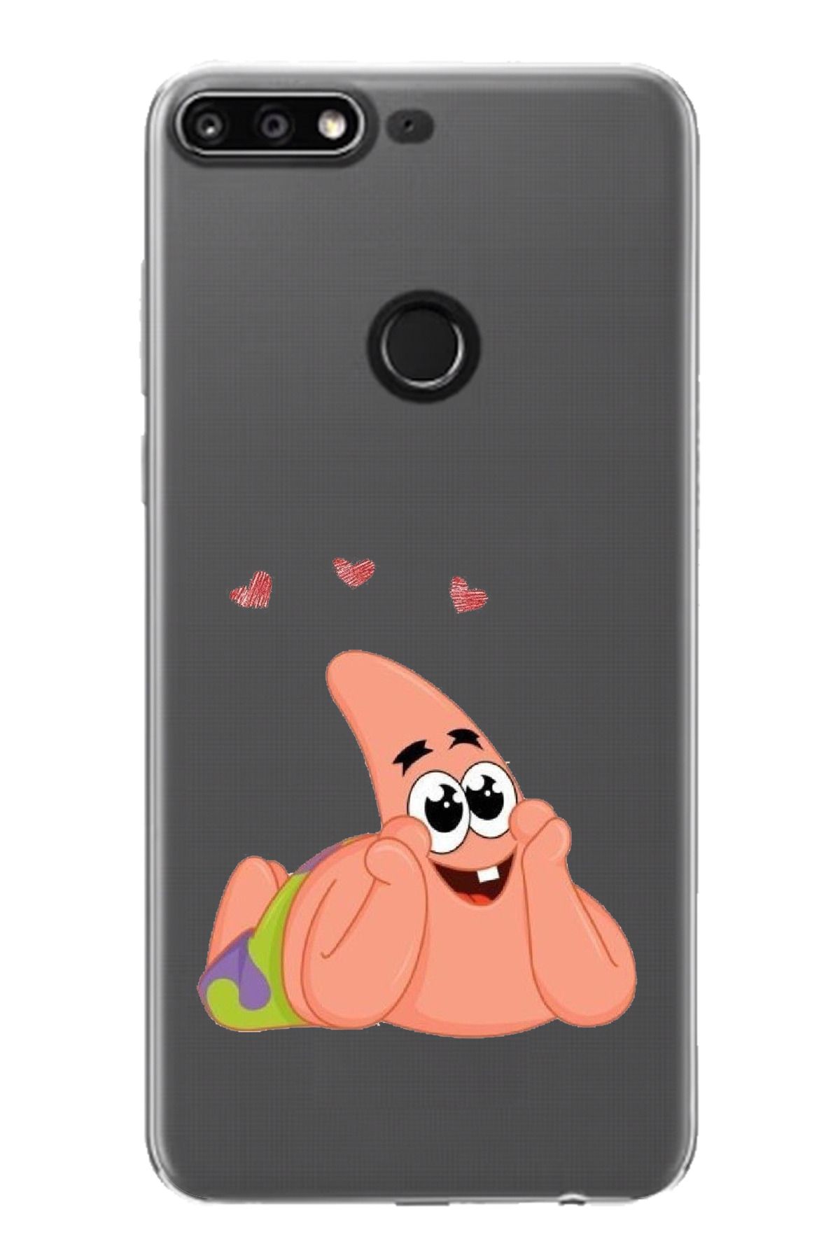 TechTree Huawei Y7 2018 - Honor 7C Uyumlu Patrick Yıldız Aşk Tasarımlı Şeffaf Silikon Kılıf