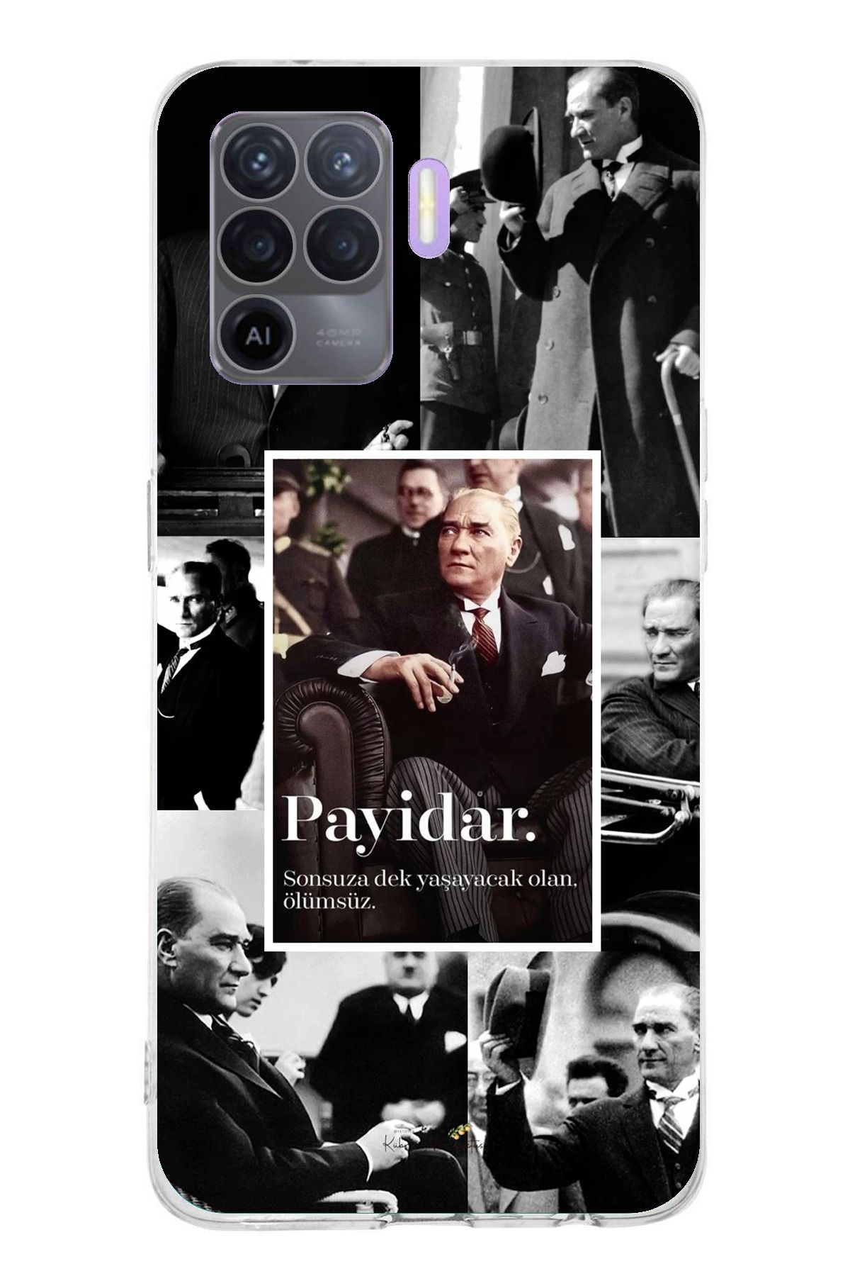 TechTree Oppo Reno 5 Lite Uyumlu Atatürk Payidar Şeffaf Silikon Kılıf