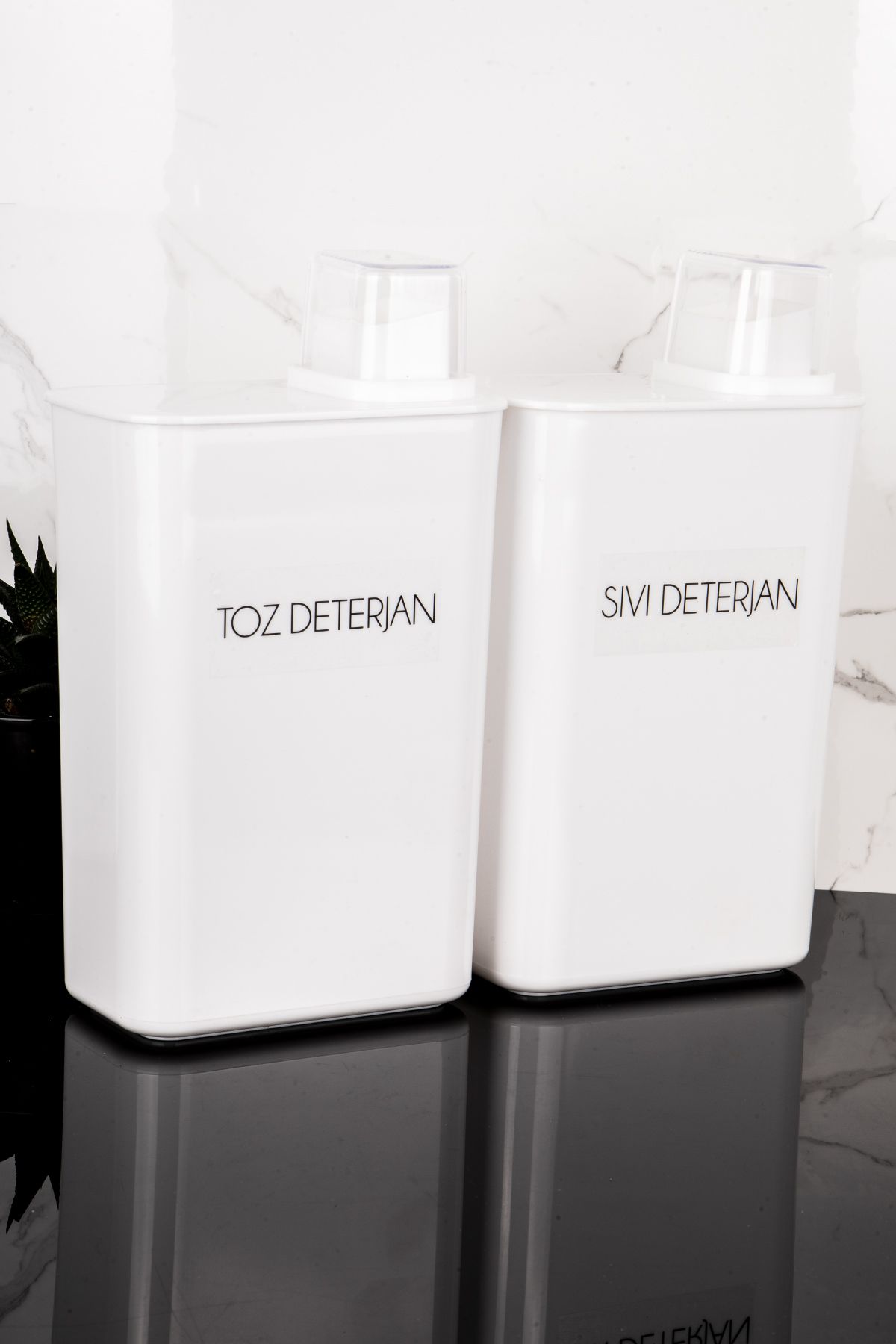 Dolkin Home 2li Kendinden Ölçekli Deterjan Kutusu Seti Toz Deterjan Sıvı Deterjan Etiketli 3000ml Deterjanlık