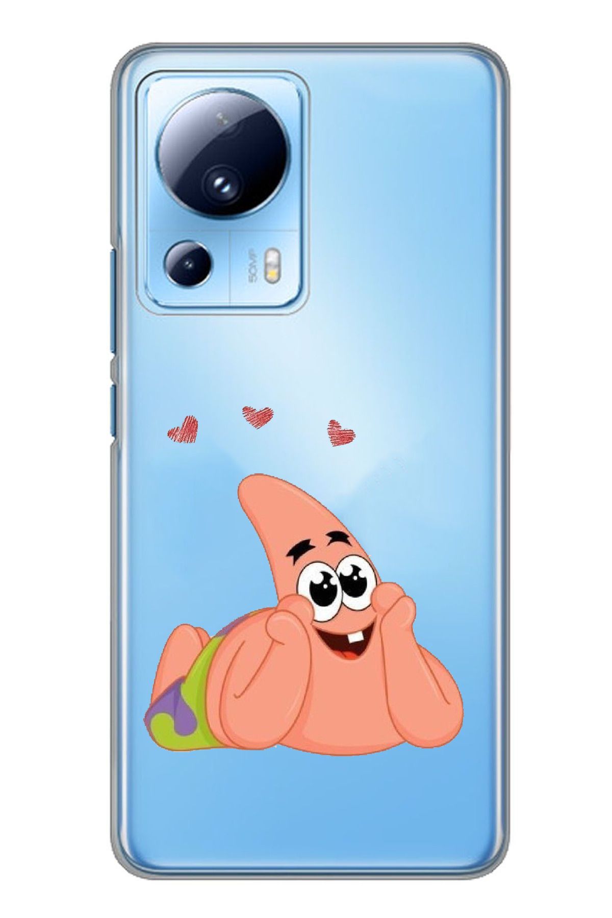 TechTree Xiaomi Mi 13 Lite Uyumlu Patrick Yıldız Aşk Tasarımlı Şeffaf Silikon Kılıf