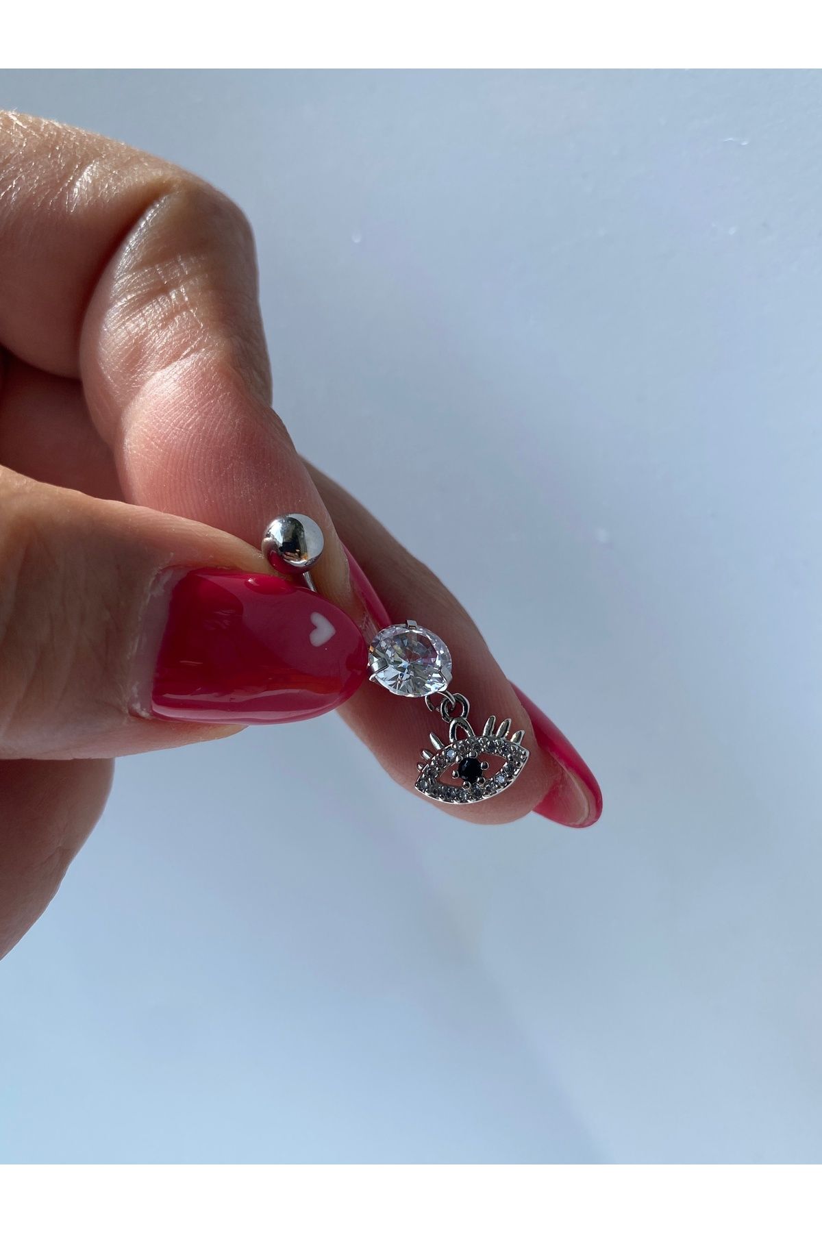 kurukafagift Göbek Çelik Piercing Göz Model Zirkon Taşlı