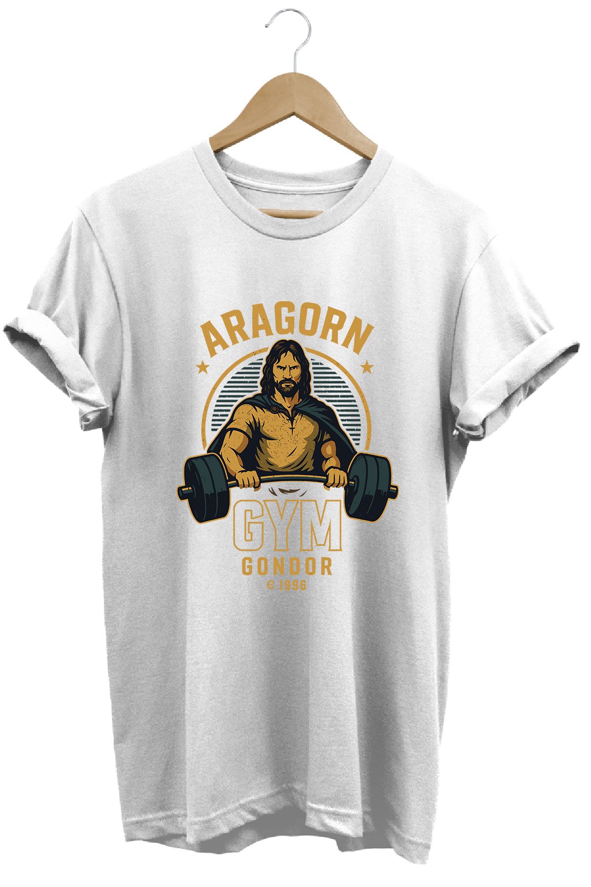 remonz Aragorn Gym LOTR Regular Fit %100 Pamuk Yumuşak Dokulu Bisiklet Yaka Tişört