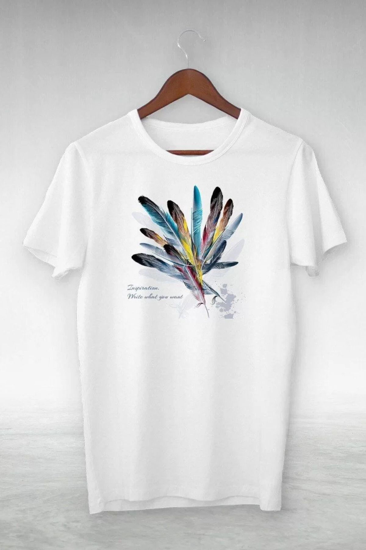 FantaziAtölyesi Unisex Baskılı Oversize T-Shirt - Beyaz