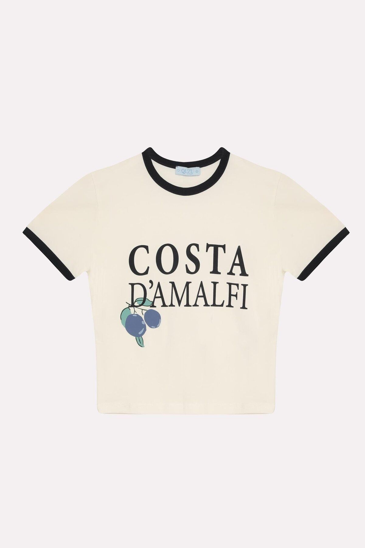 Quzu Baskı Detaylı T-shirt Ekru