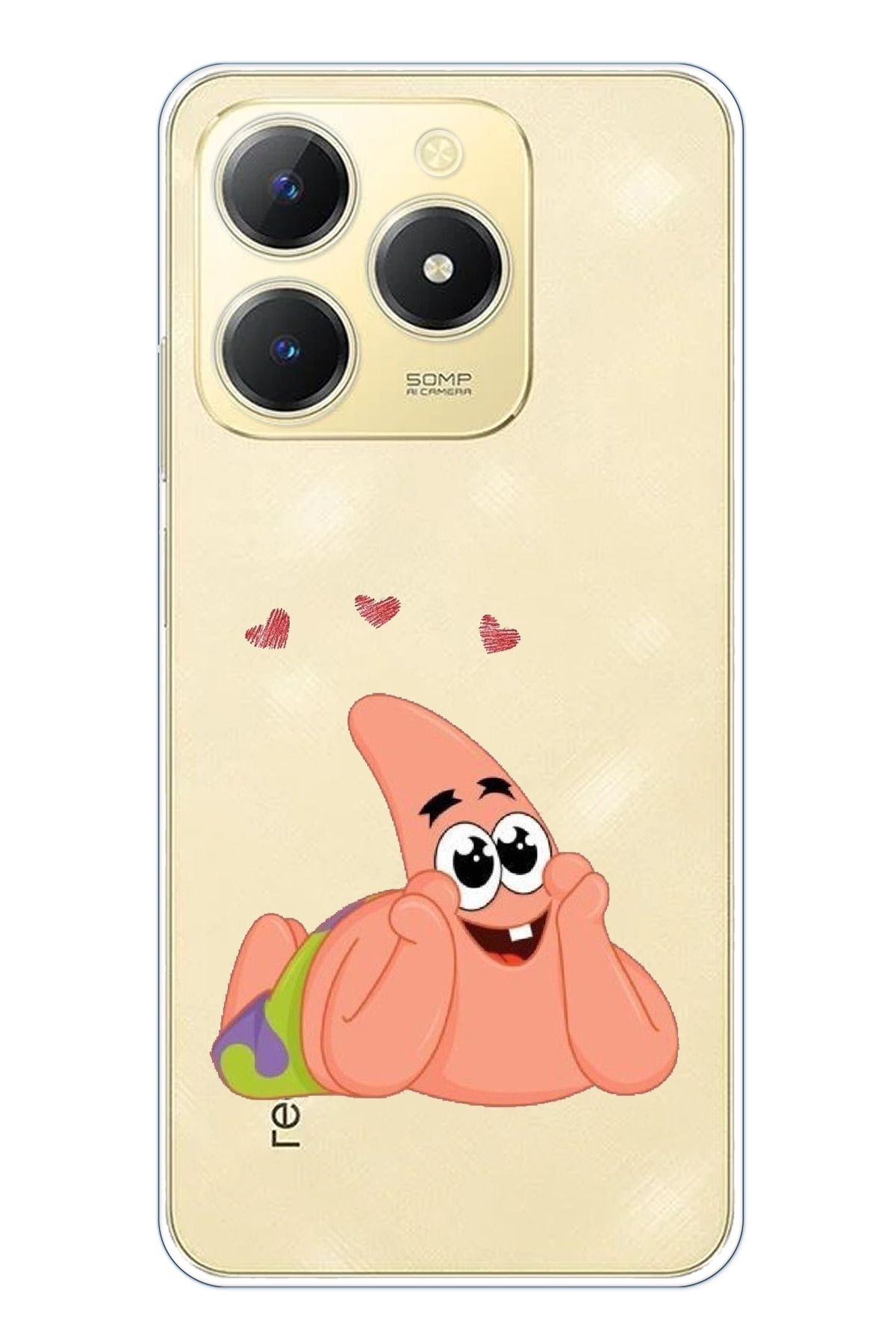 TechTree Realme C61 Uyumlu Patrick Yıldız Aşk Tasarımlı Şeffaf Silikon Kılıf