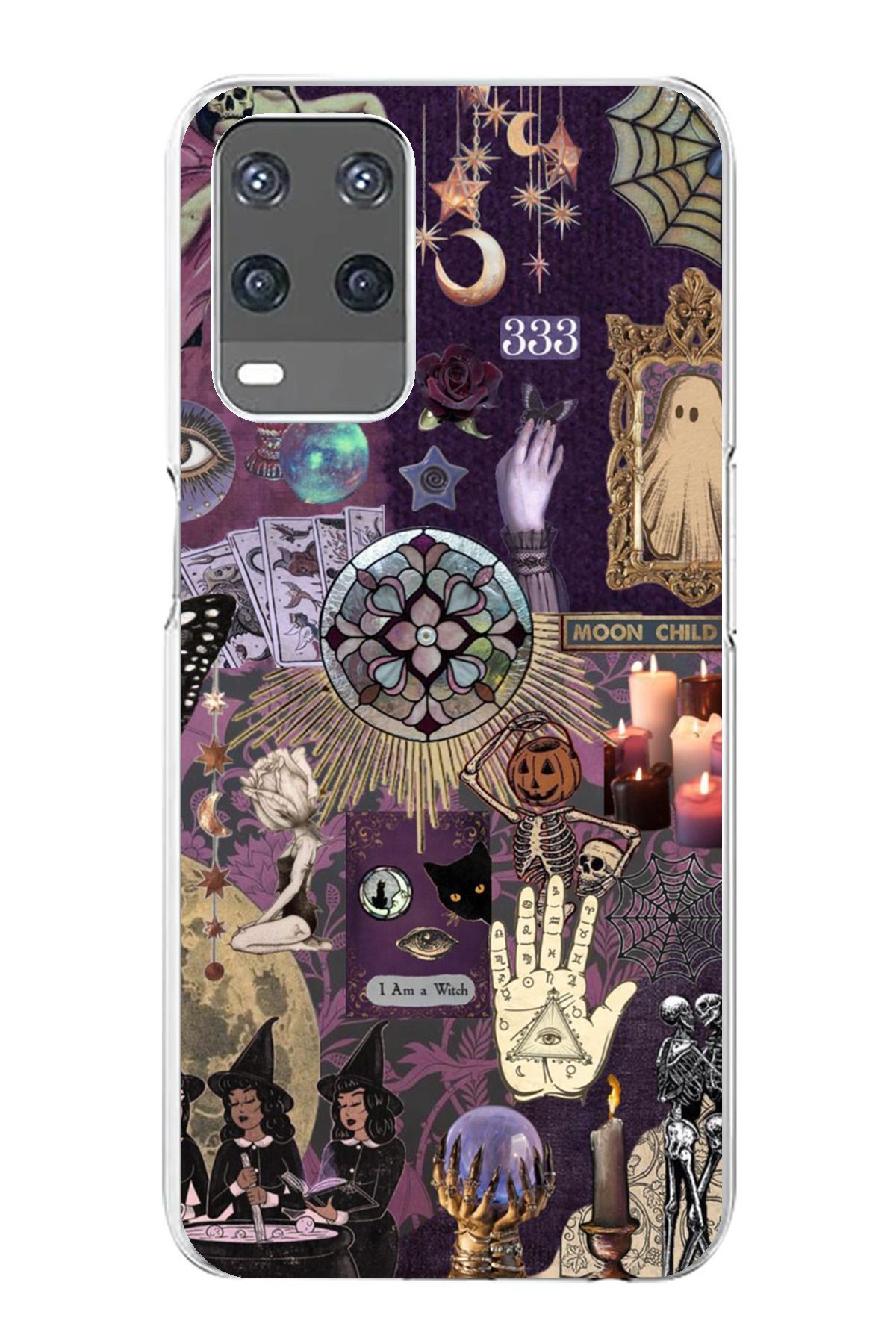 TechTree Oppo A54 Uyumlu Hallowen Cadılar Astroloji Şeffaf Silikon Kılıf