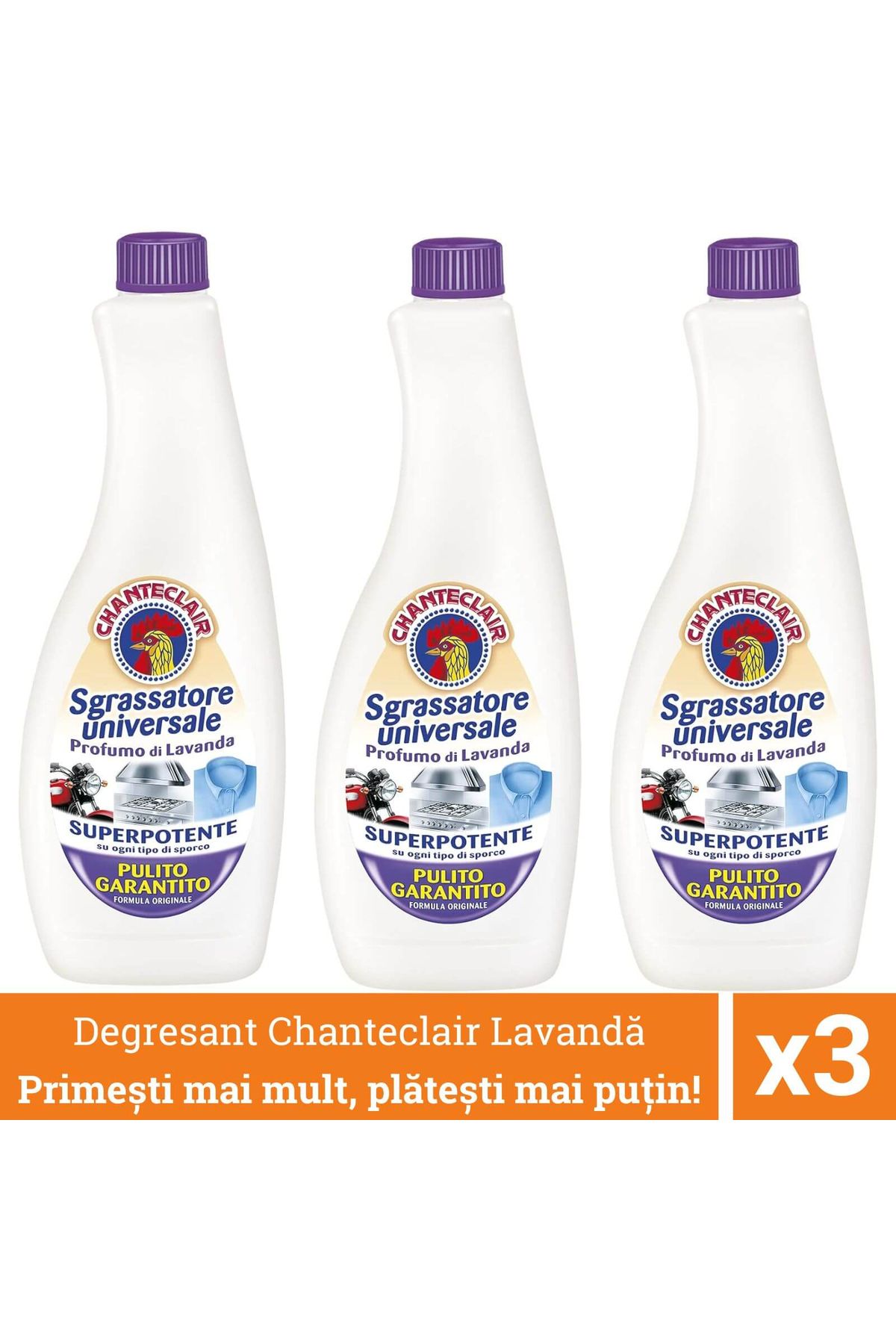 chante clair Pachet 3 X Rezerva Degresant Universal Cu Lavanda, Chanteclair Sgrassatore, Solutie, 1800 Ml - One Size