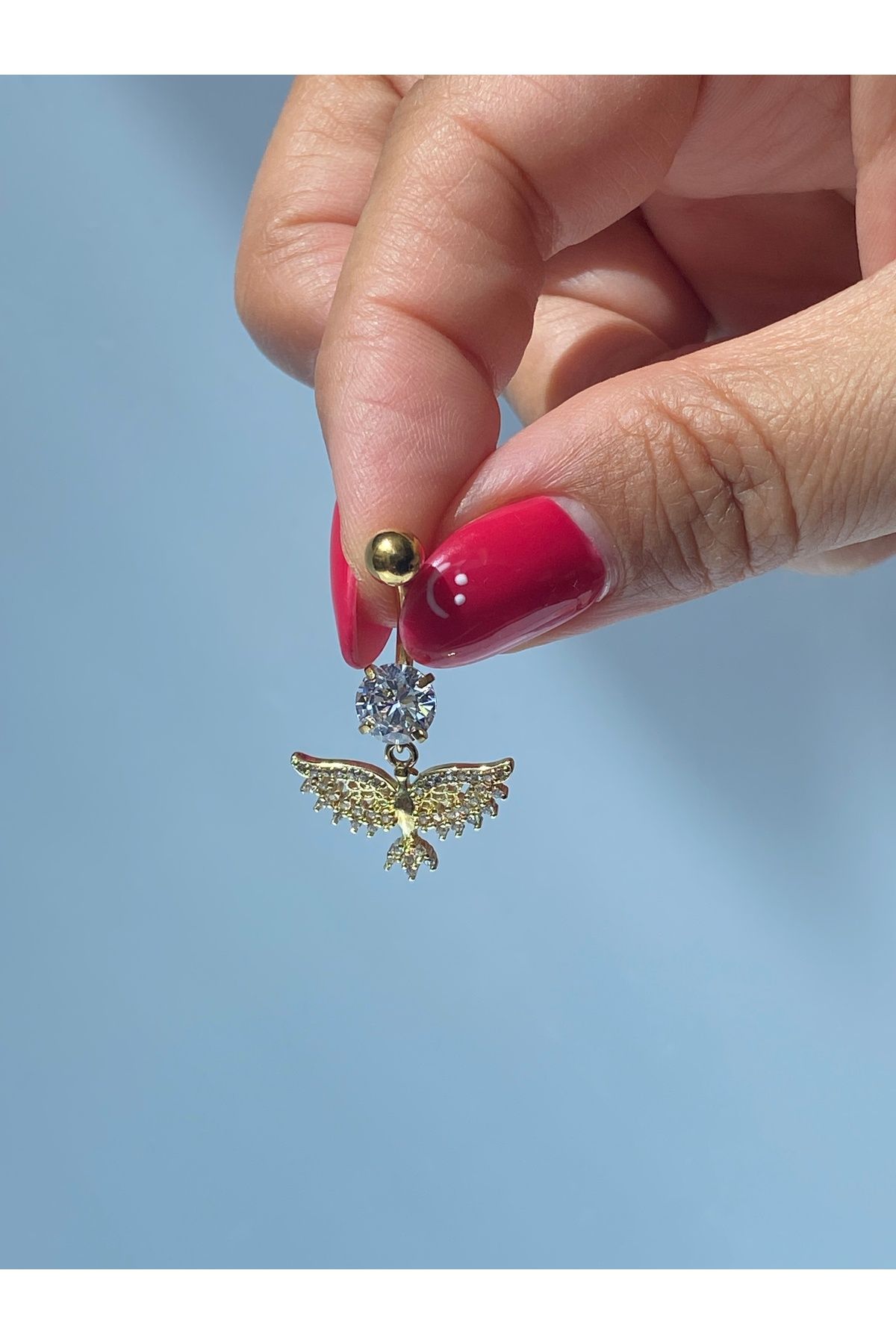 kurukafagift Göbek Çelik Piercing Gold Renk Anka Kuşlu Model
