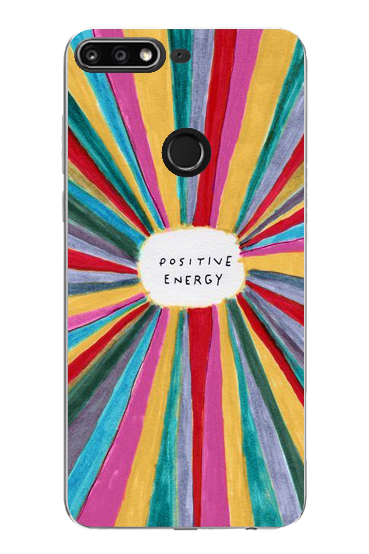 TechTree Huawei Y7 2018 - Honor 7C Uyumlu Positive Energy Tasarımlı Şeffaf Silikon Kılıf
