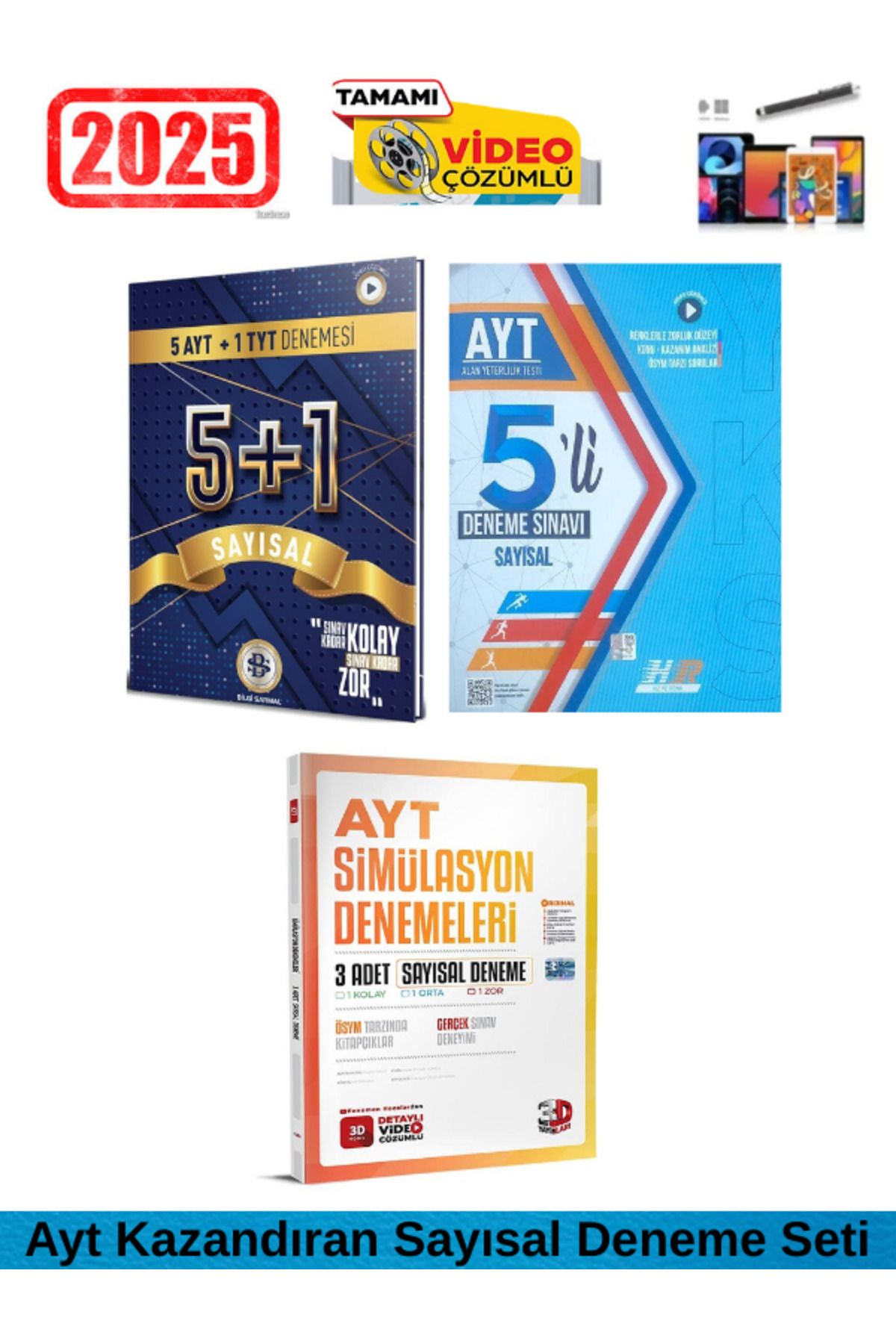 Bilgi Sarmal Yayınları 5+1 Ayt Sayısal Deneme+Hız ve Renk Ayt Sayısal 5 Deneme+3D Sim. Ayt 3 Adet Sayısal Deneme+Kalem