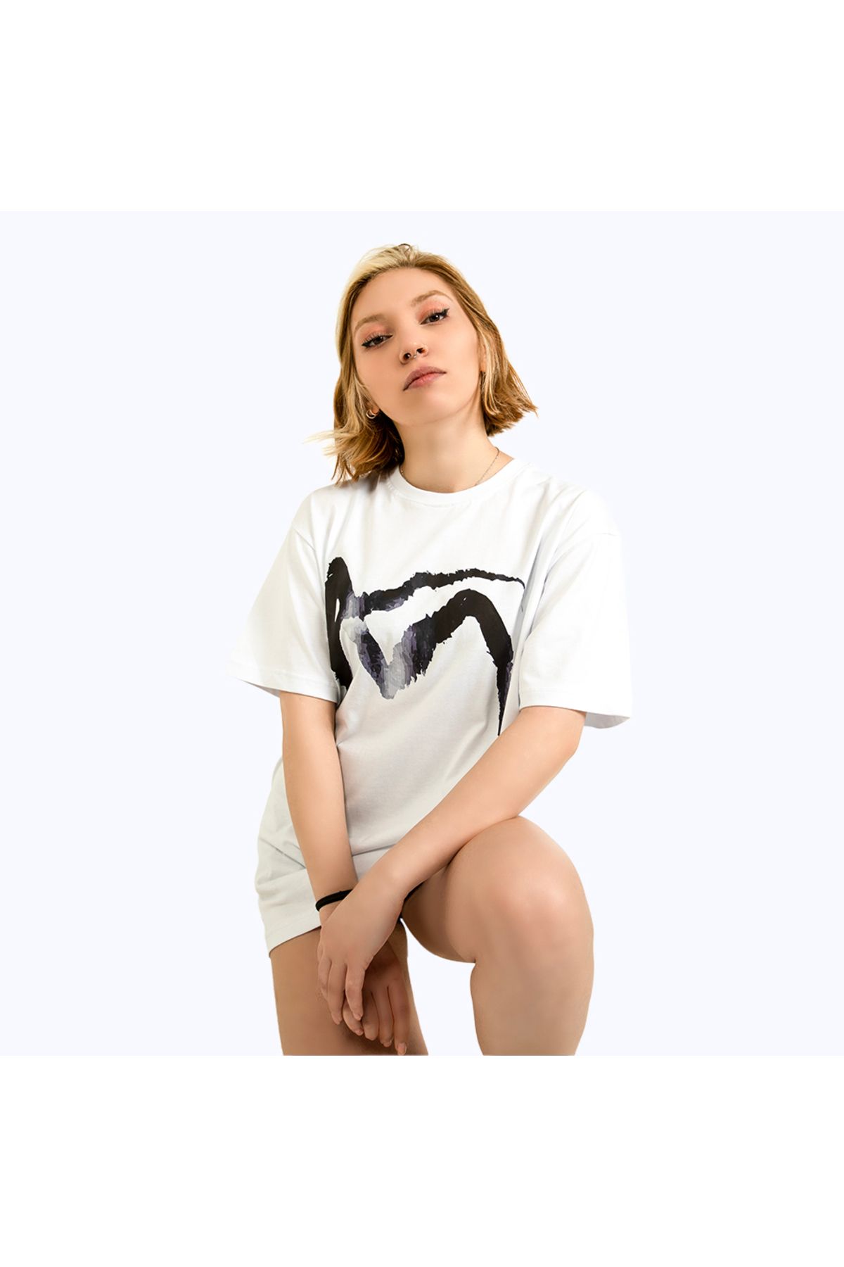 latal Beyaz Renk Bisiklet Yaka %100 Cotton T-shirt