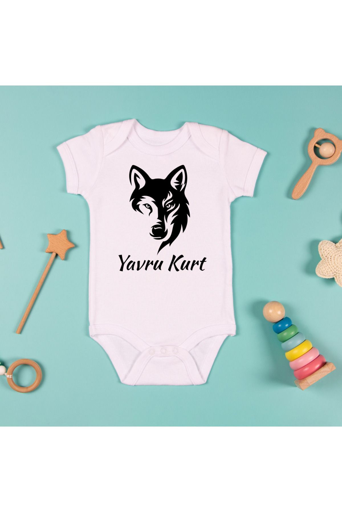 D&Y GAUDERY Kurt Zıbın Kurt Resimli Bebek Zıbını