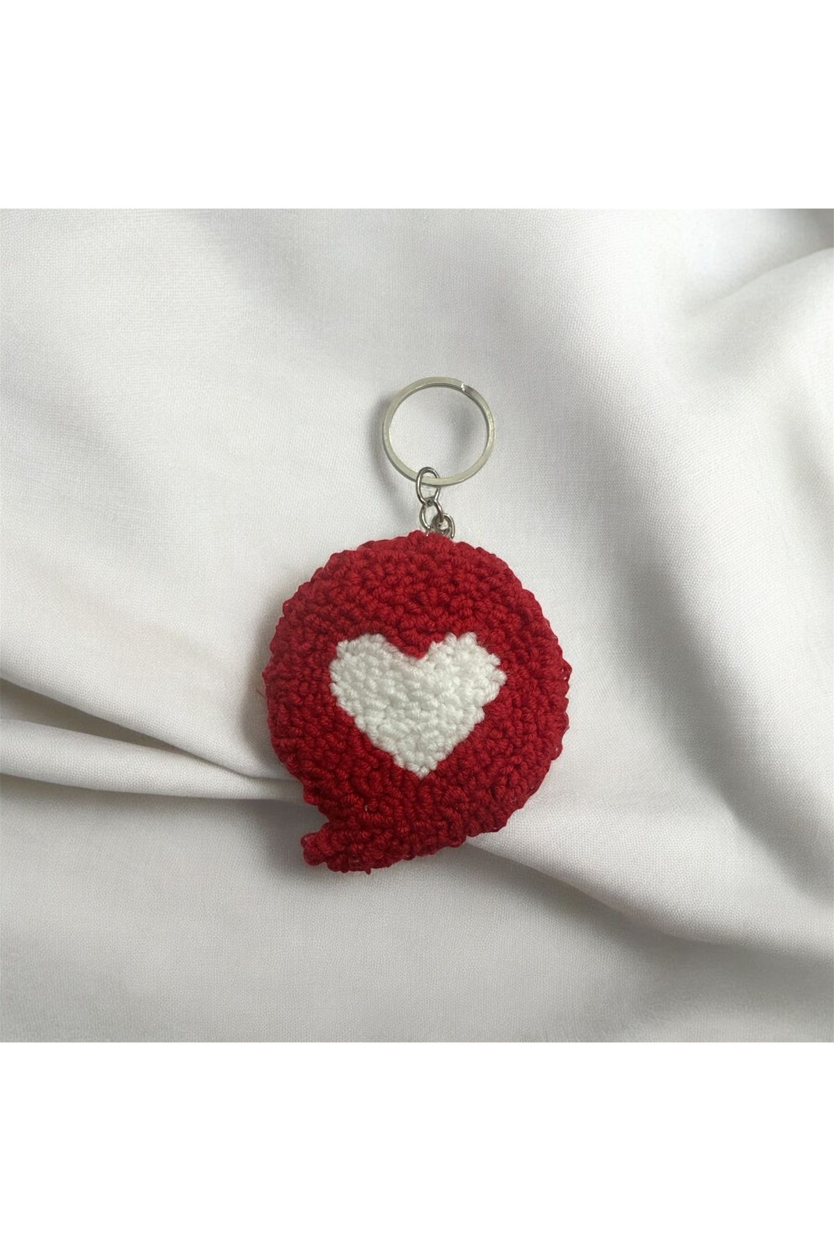 YümanınYumağı Hand Made Örgü Kırmızı Kalp Anahtarlık