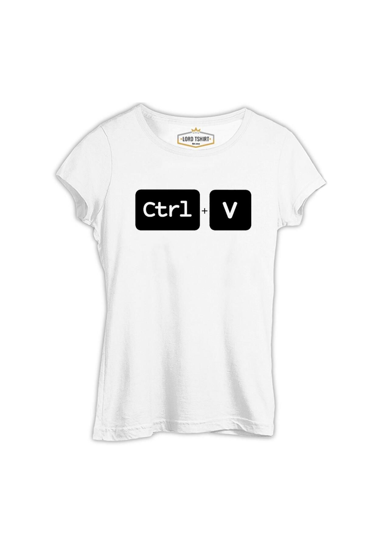 Lord T-Shirt Ctrl+V Beyaz Kadın Tshirt