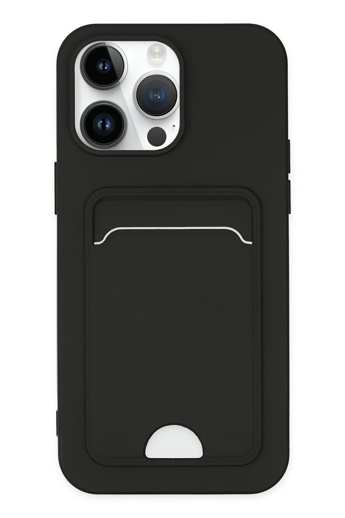 NewFace iPhone 14 Pro Kılıf Kelvin Kartvizitli Silikon - Siyah YKTSN