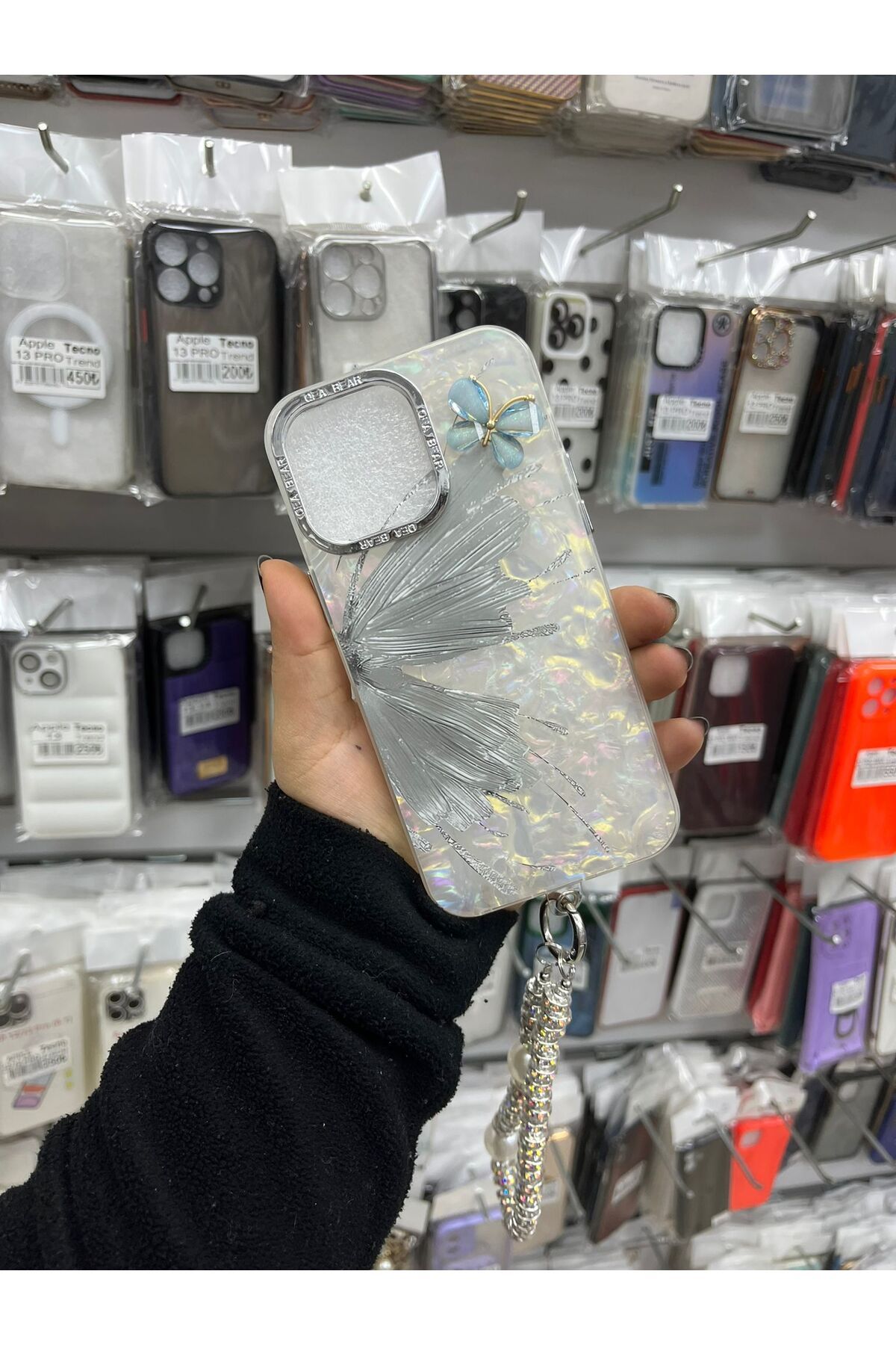 TECNOTREND Apple İphone 14 PRO MAX KELEBEK DESENLİ EL TUTAMAÇLI SİLİKON KILIF