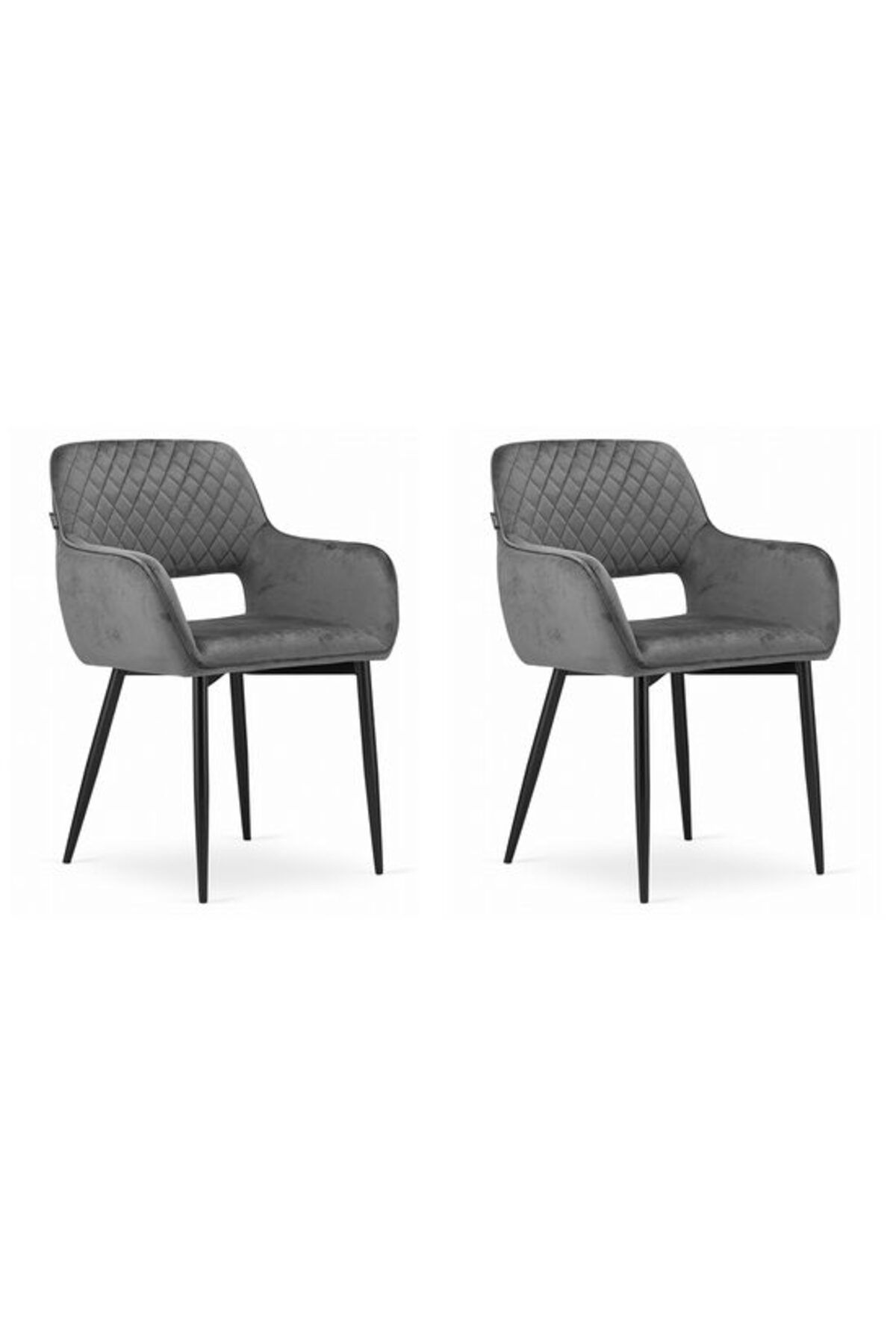 Avex Set De 2 Scaune De Bucătărie/living, Artool, Amalfi, Catifea, Metal, Gri Și Negru, 58x56x83 Cm - One Size