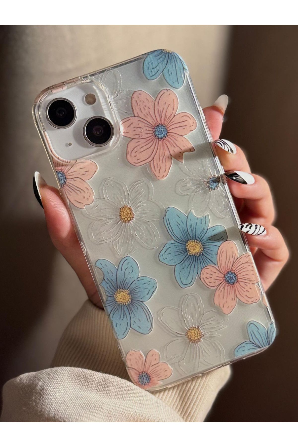 enfein İPhone 13/14 Uyumlu Kılıf Desen Tasarımlı Tam Uyumlu Yüsek Kalite Premium Şeffaf Arka Kapak