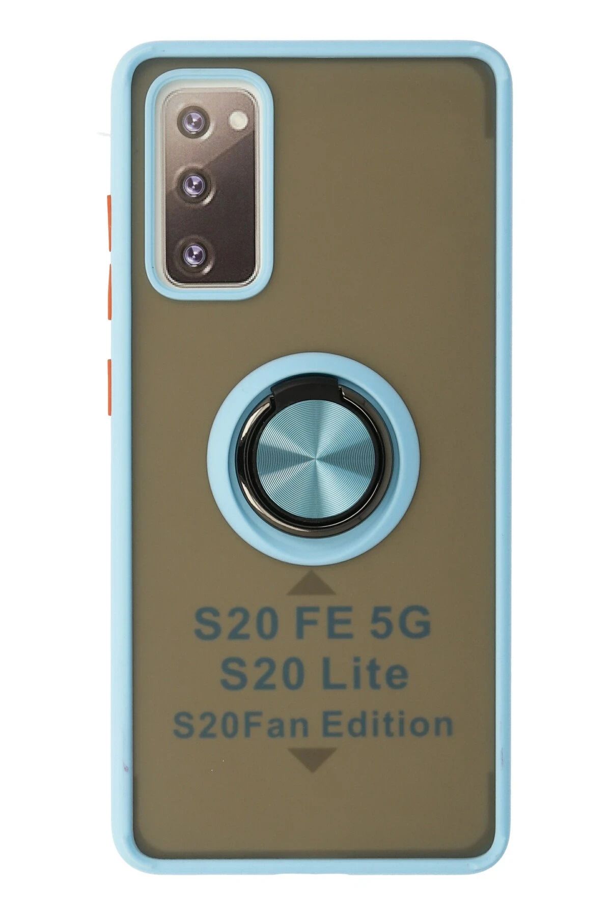 NewFace Samsung Galaxy S20 FE Kılıf Montreal Yüzüklü Silikon Kapak - Buz Mavi YKTSN