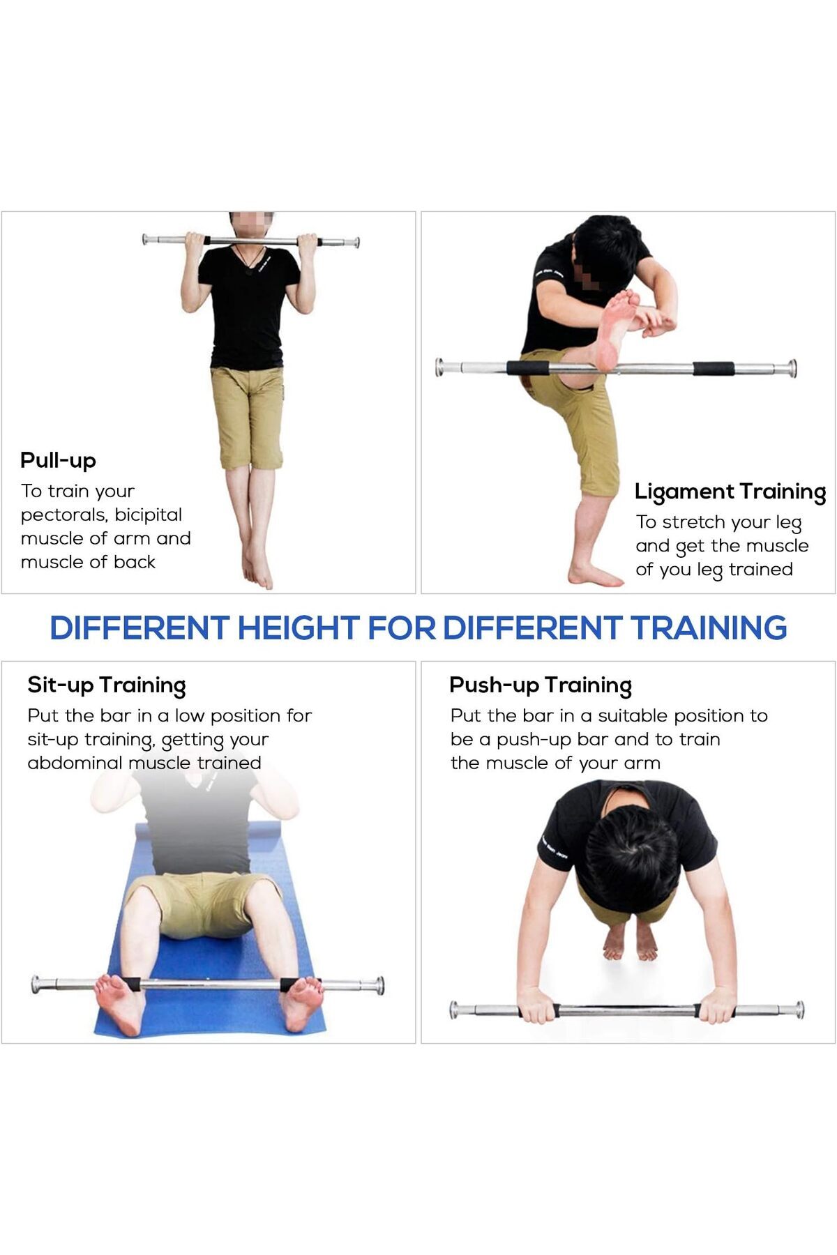 قضيب سحب محمول قابل للتمديد بالمدخل، بار تمارين اللياقة البدنية، بناء العضلات تمارين العقلة,عقلة باب
