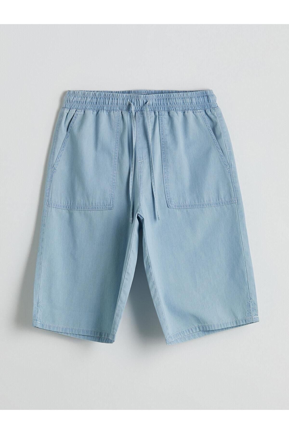 LC Waikiki LCW Grace Beli Lastikli Standart Fit Kadın Jean Şort (S5)