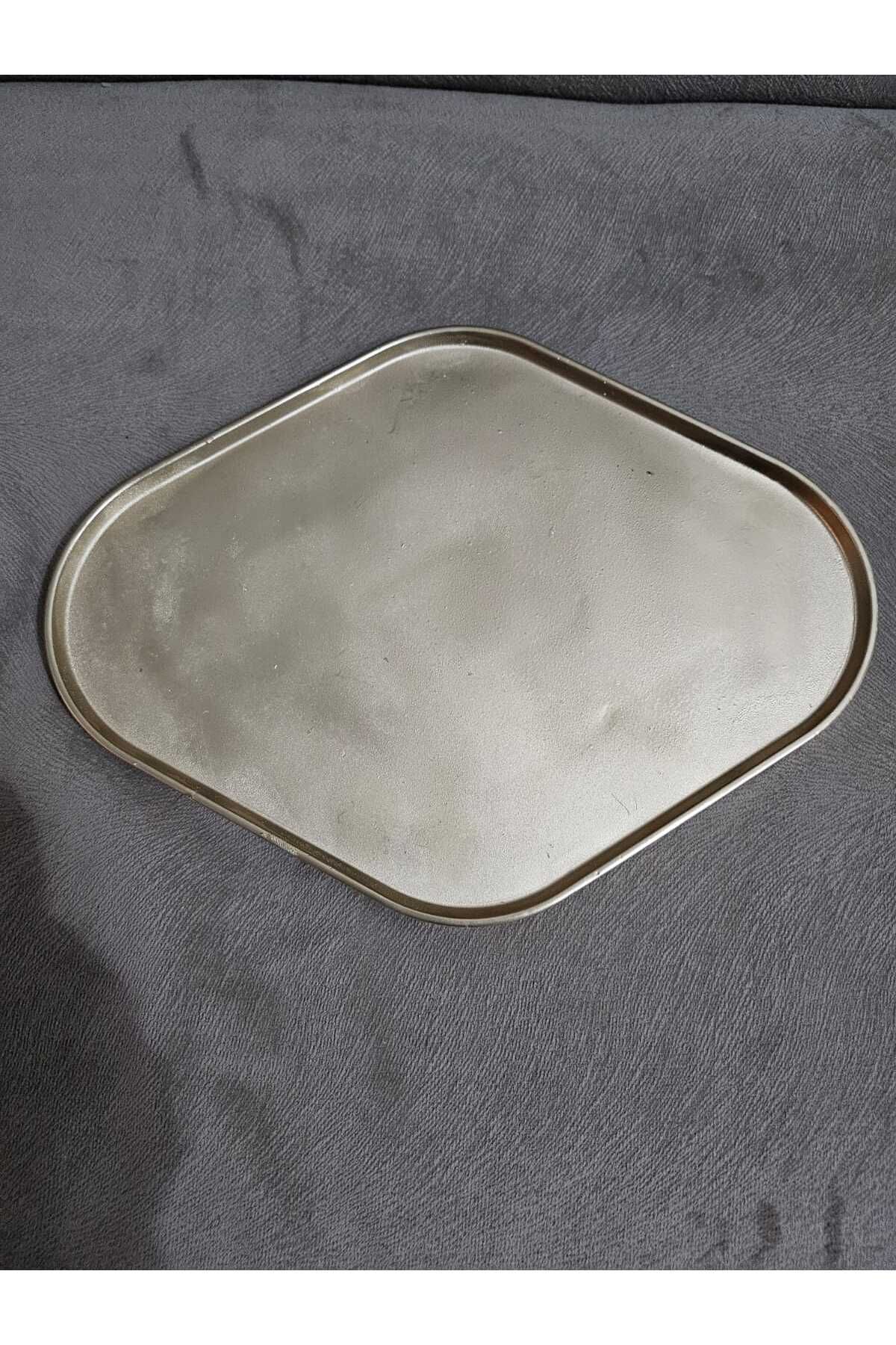 Decolyra Taş Tozu El Yapımı Nişanlık Sunumluk ve Mumluk Oval Dörtgen Tepsi – Şık Dekoratif Tasarım (30x23 cm)