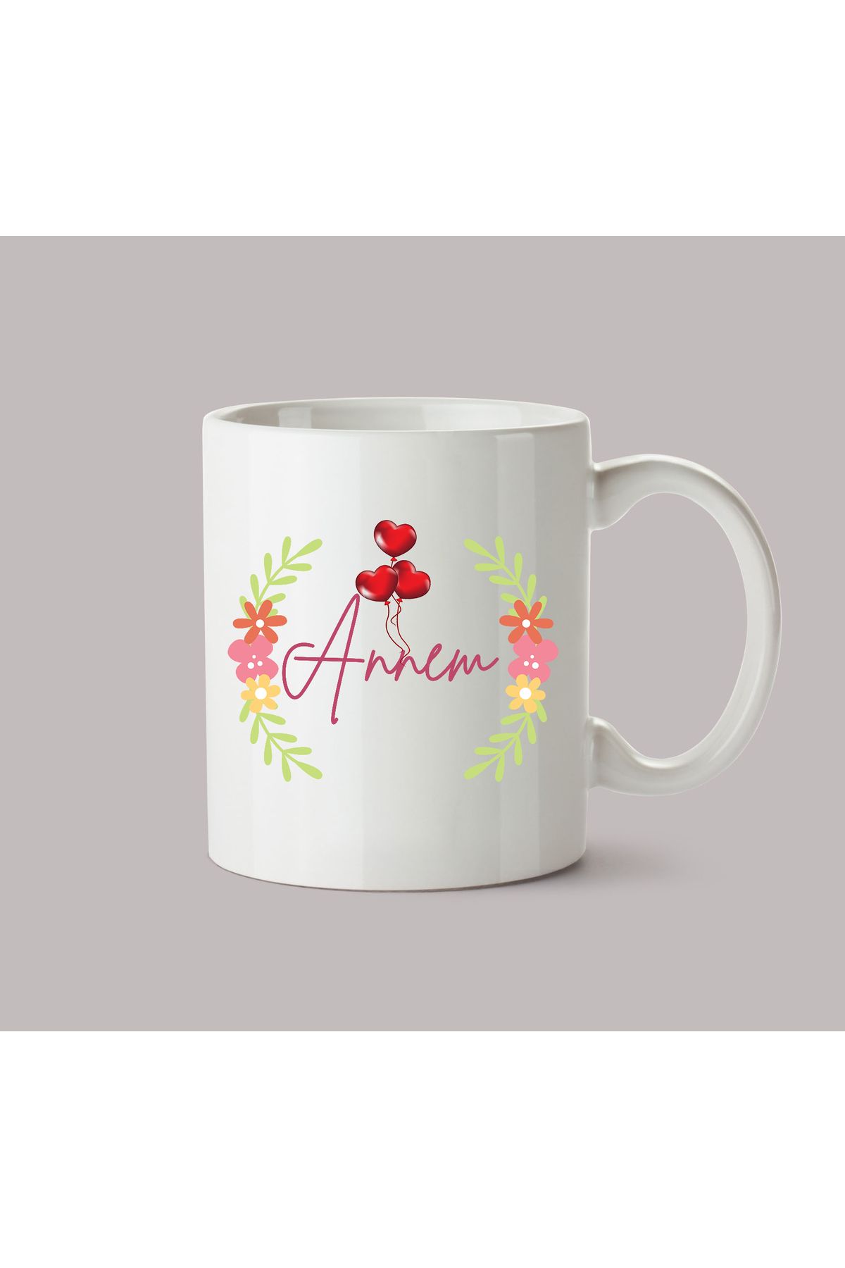 Blooming Plus Anneler Günü Özel Kalp Balonlu Annem Yazılı Kupa Bardak