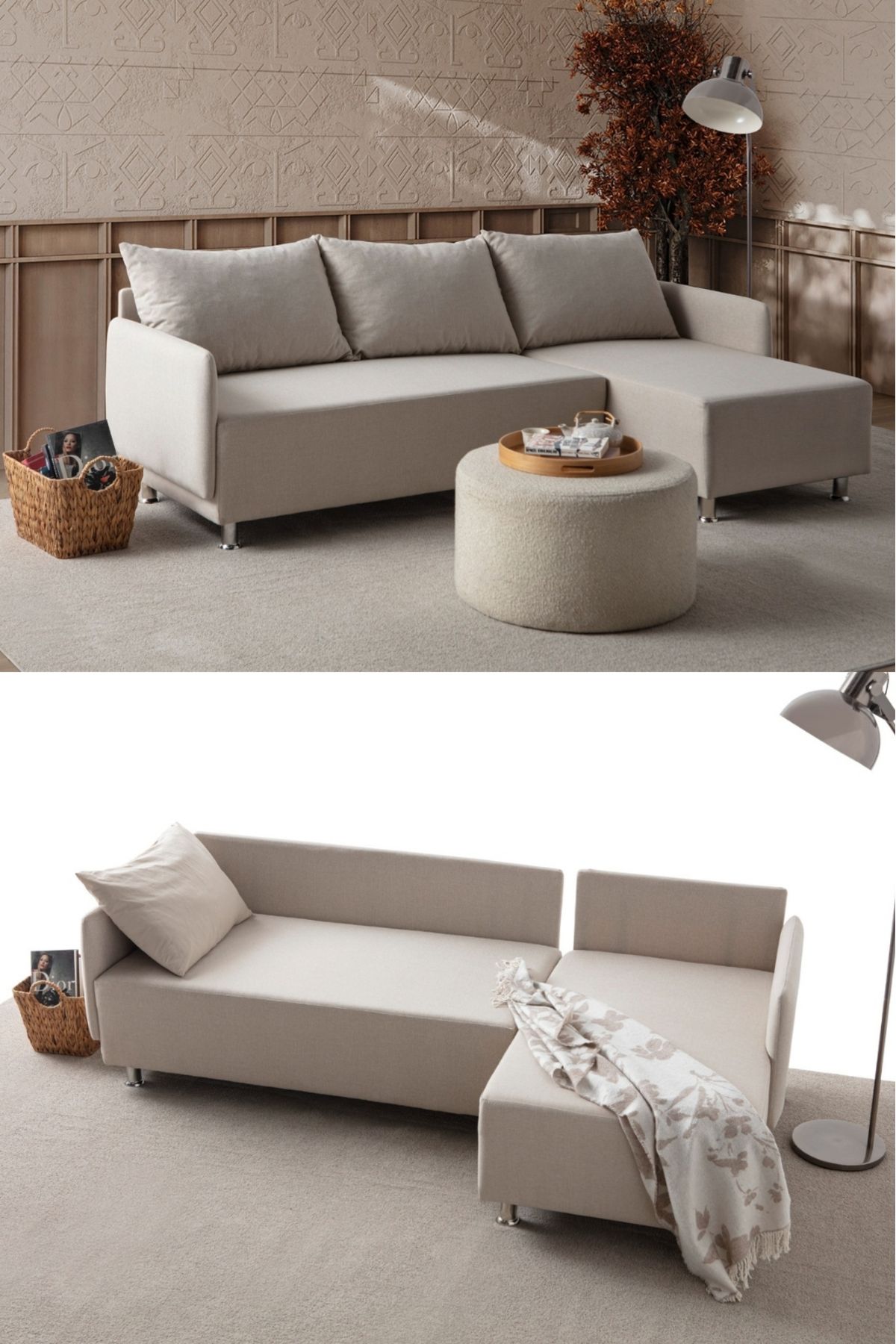 EDSY HOME Mondy Köşe Koltuk Takımı Krem