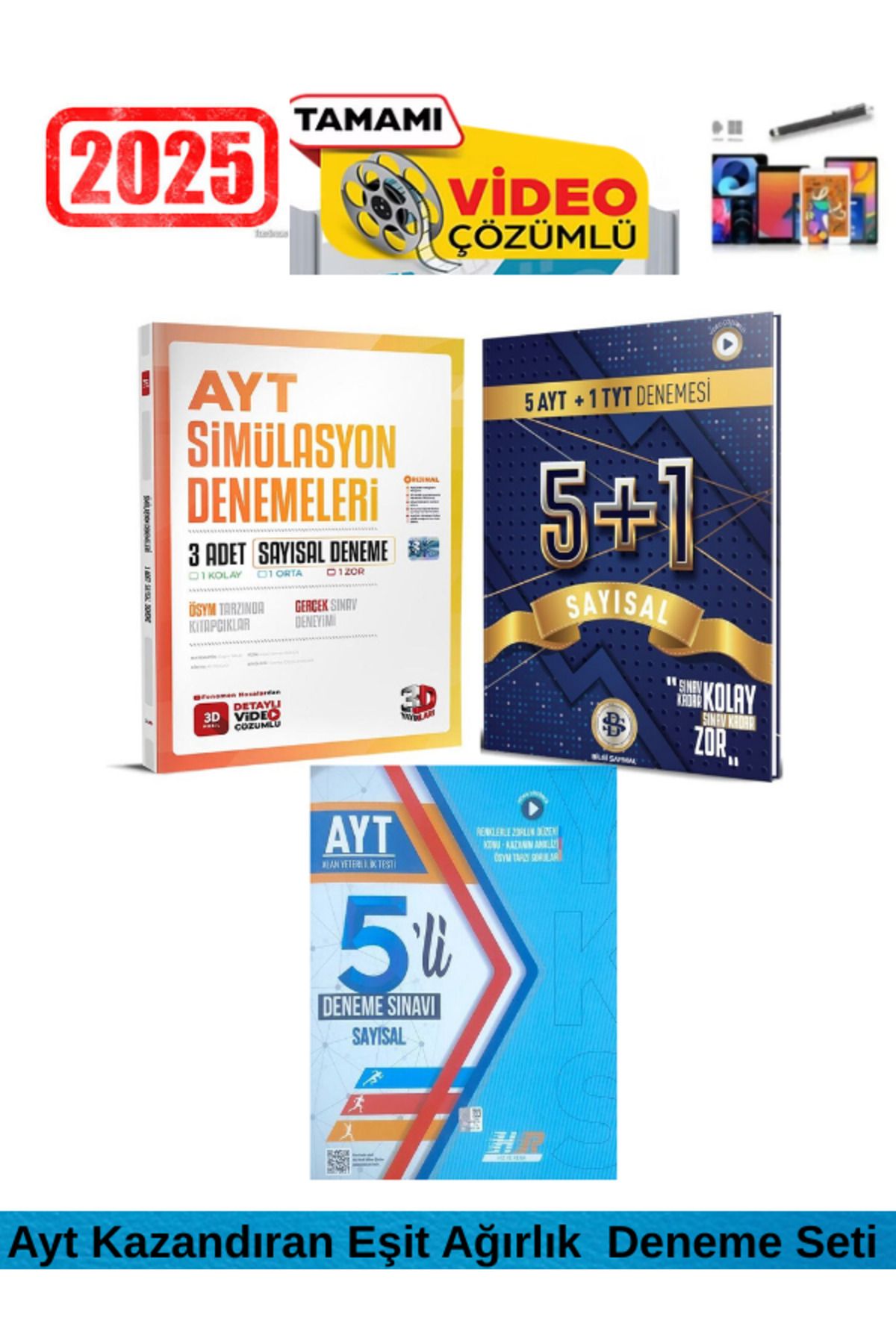 3D Yayınları Ayt Sayısal 3 Deneme+Sarmal Ayt Sayısal 5+1+Hız ve Renk Ayt Sayısal 5 Deneme+Kalem
