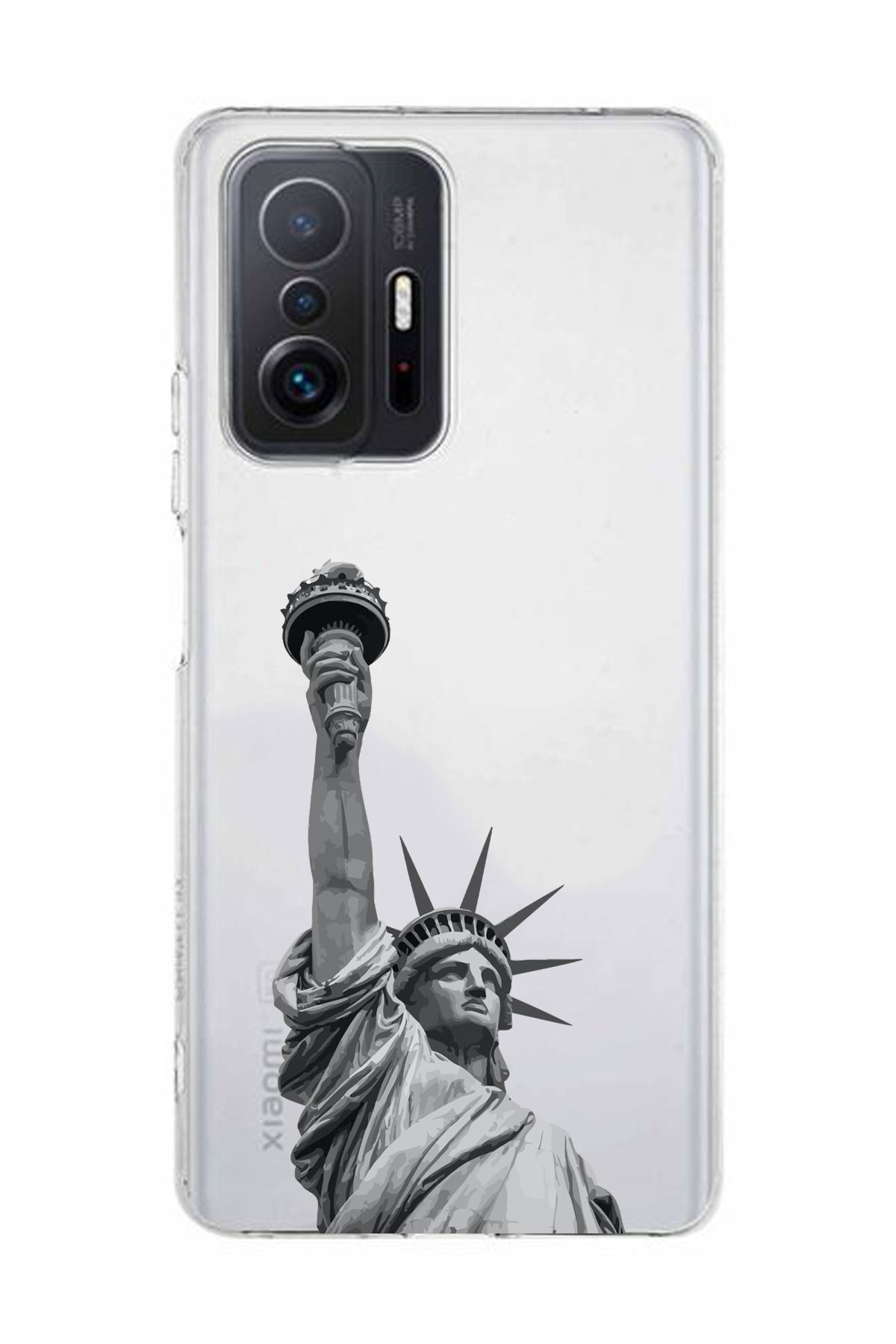 moonset Xiaomi Mi 11T / Mi 11T Pro Uyumlu Özgürlük Heykeli Tasarımlı Baskılı Şeffaf Telefon Kılıfı