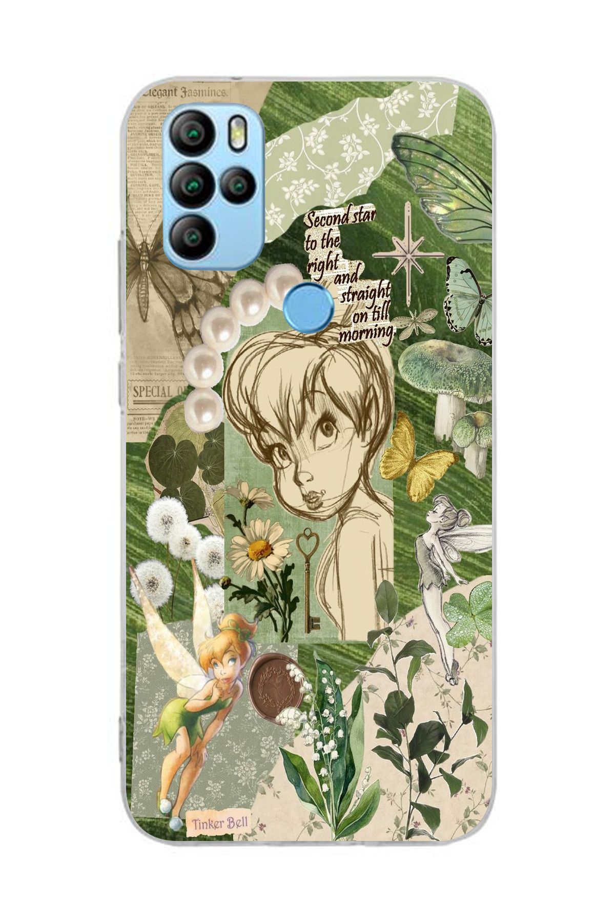 moonset General Mobile GM 21 Pro Uyumlu Tinker Bell Tasarımlı Baskılı Şeffaf Telefon Kılıfı