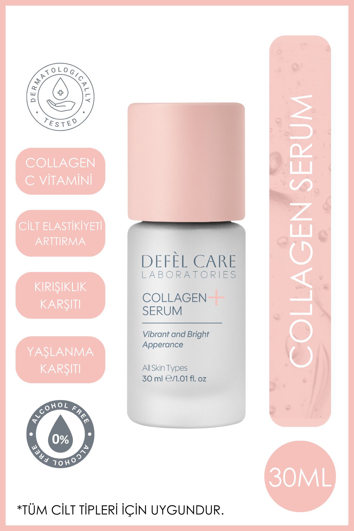 Defel Care Kolajen Serum C Vitamin+ Canlandırıcı Parlaklık Veren Cilt Elastikiyetini Artıran Serum (30 ml)
