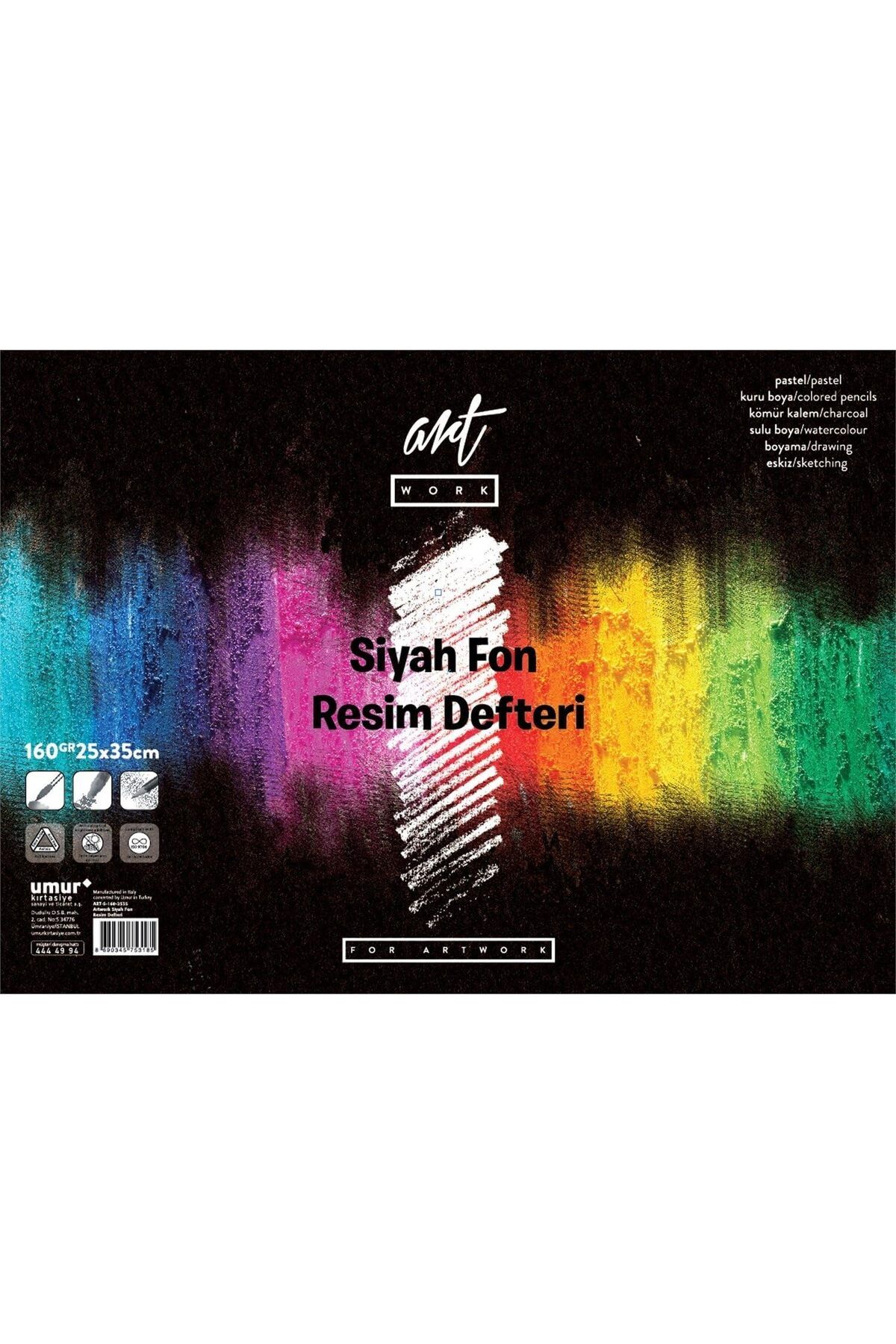 mazıdağı mazzıdağ Clara Renkli Resim Defteri Siyah Fon 160 gr 25 x 35 16 Yaprak new store 1133631