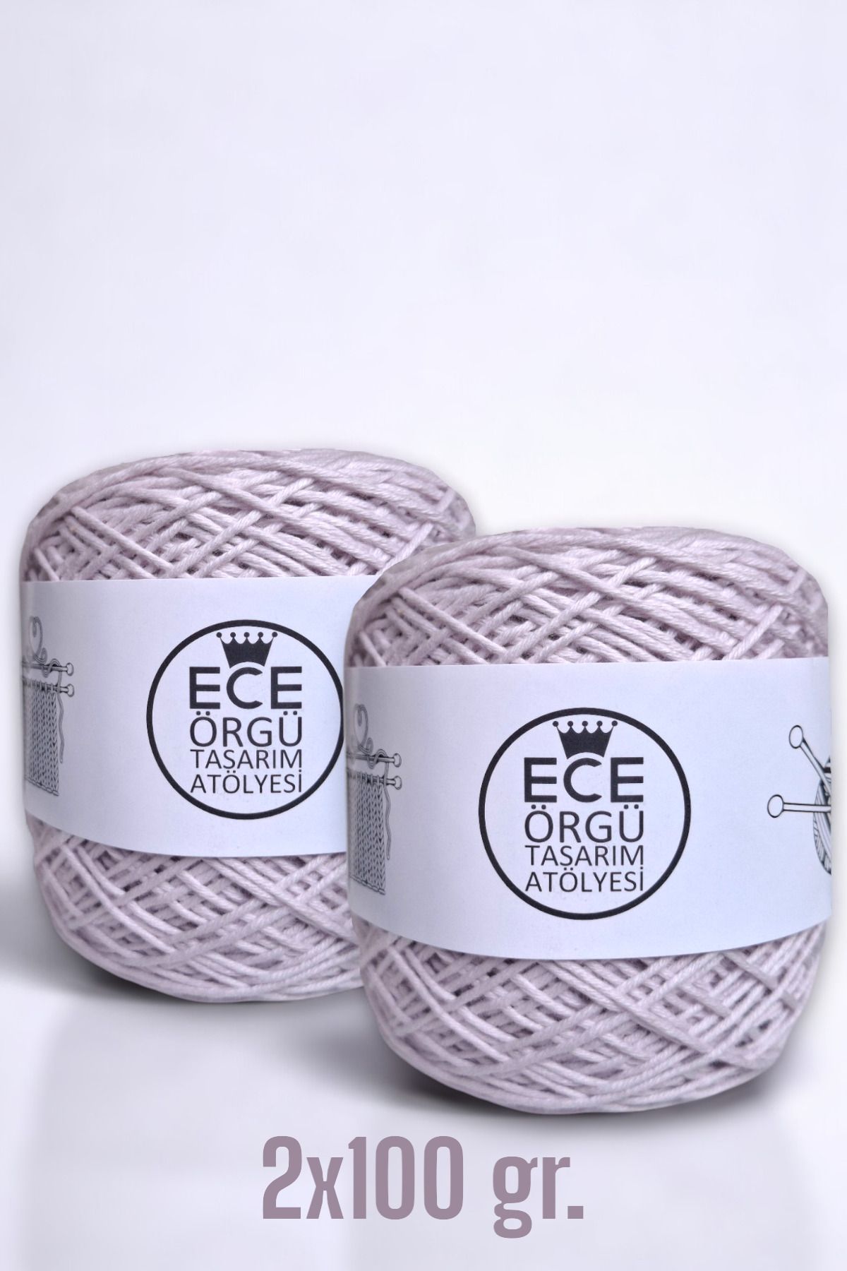 Açık lila rengi, çok katlı, bükümlü, bambu-koton el örgü ipi (200 gr.)