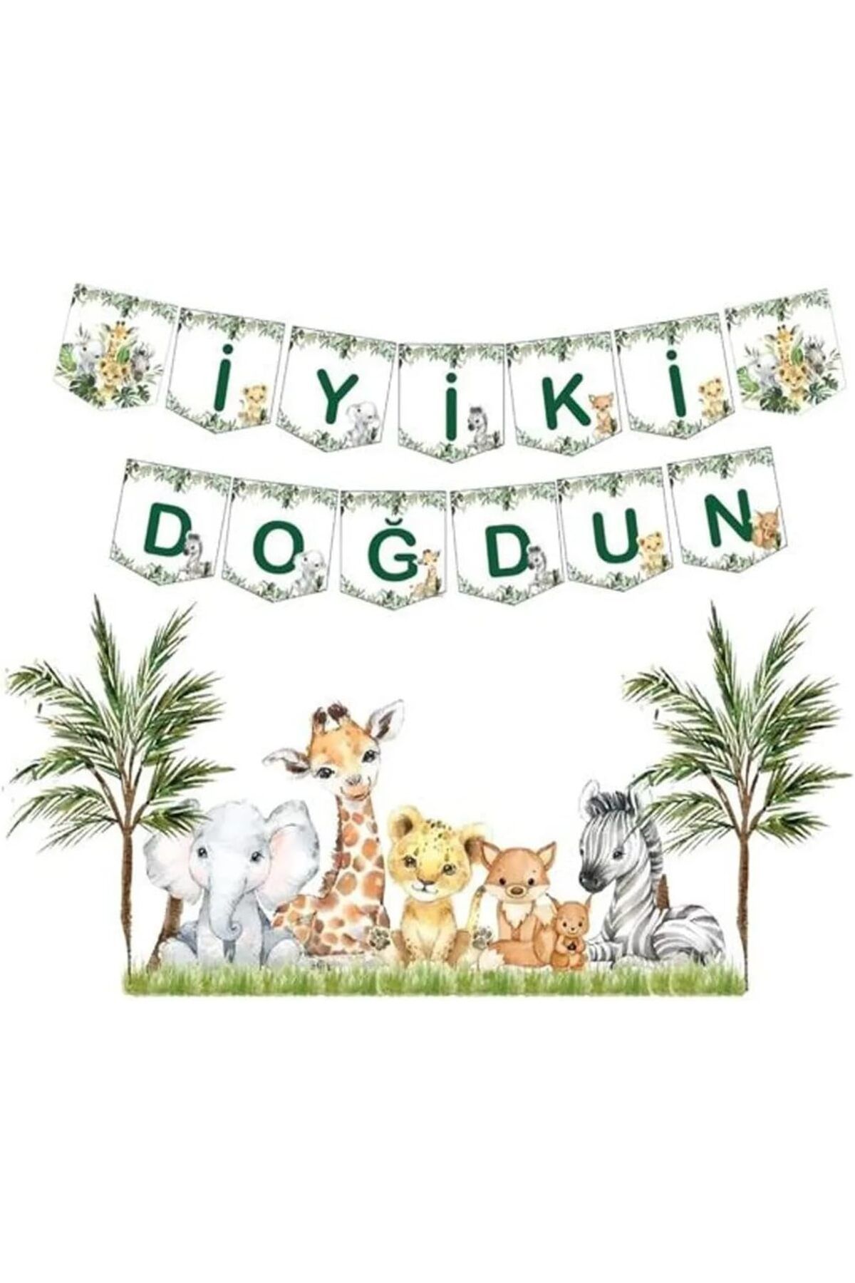mazıdağı mazzıdağ Hediye Sepeti İyi Ki Doğdun Yazısı Doğum Günü Banner, Safari Konsept Temalı Flama