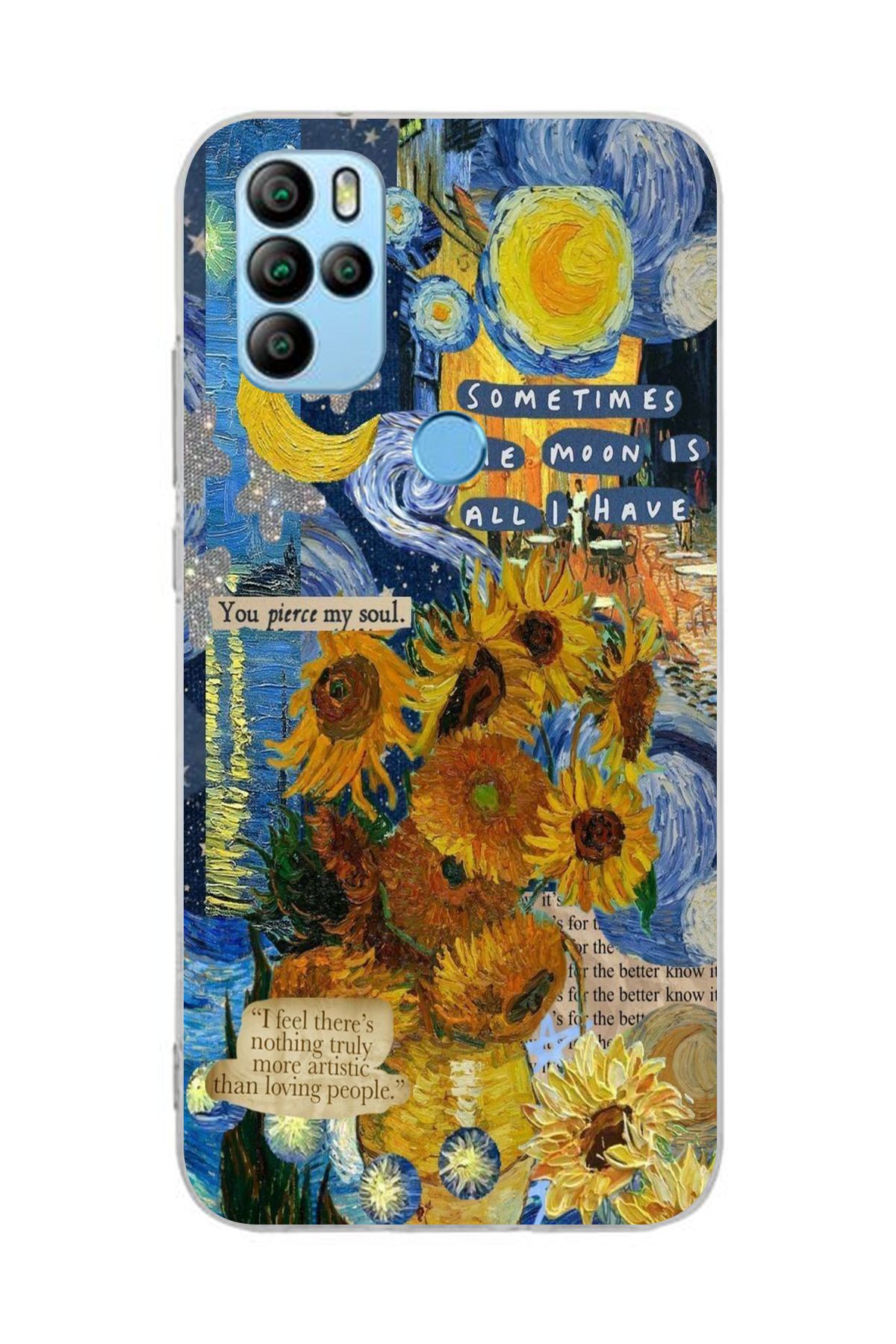moonset General Mobile GM 21 Pro Uyumlu Van Gogh Tasarımlı Baskılı Şeffaf Telefon Kılıfı