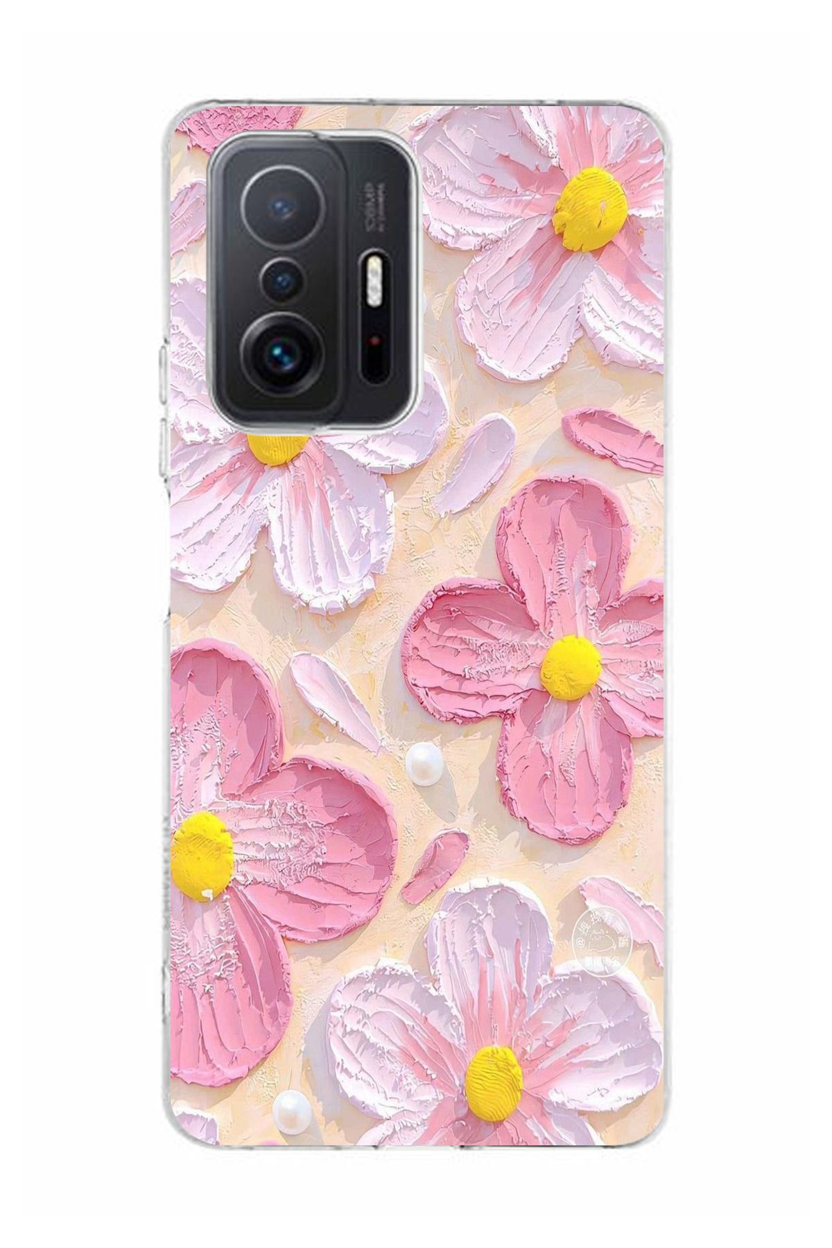 moonset Xiaomi Mi 11T / Mi 11T Pro Uyumlu Pastel Çiçek Tasarımlı Baskılı Şeffaf Telefon Kılıfı