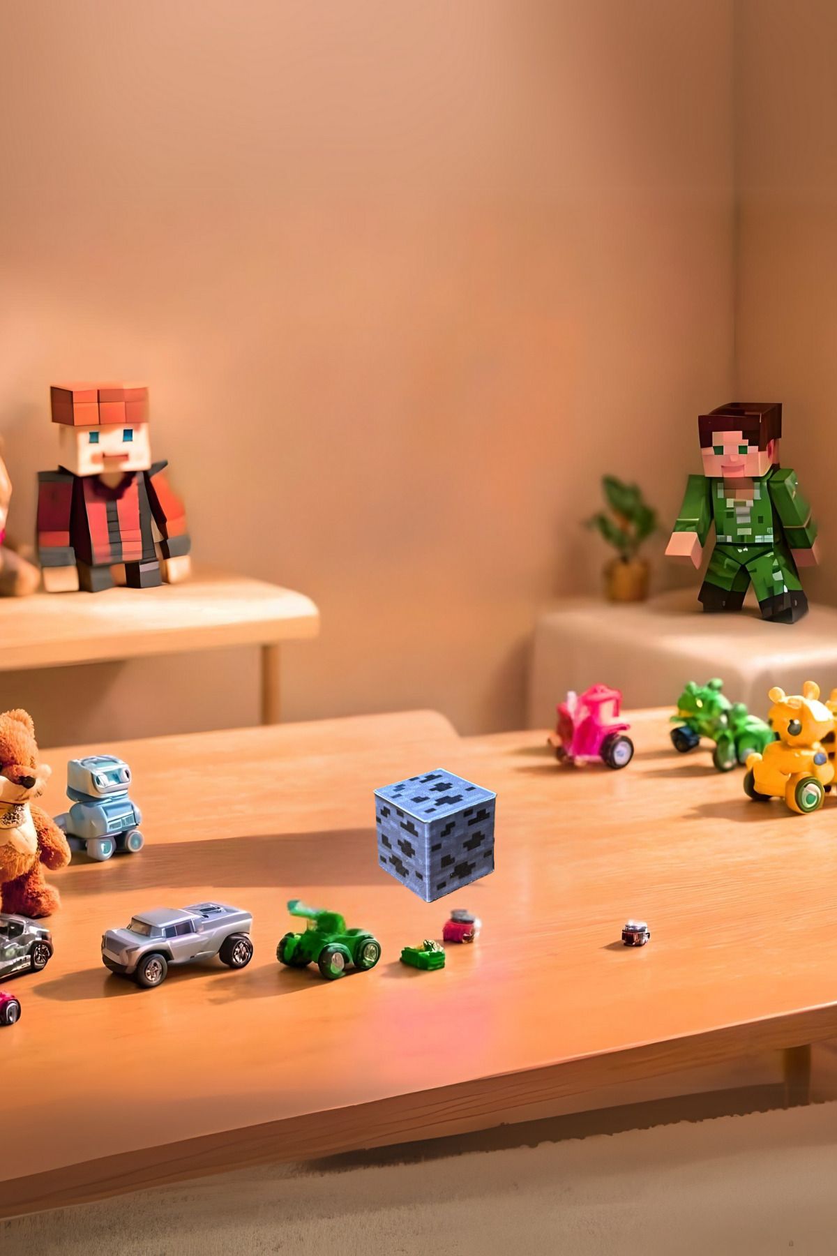 3DreaMaker Minecraft Temalı Manyetik Küpler-Kömür Bloğu-Manyetik Minecraft Bloklar (3 adet) - Eğitici Oyuncak