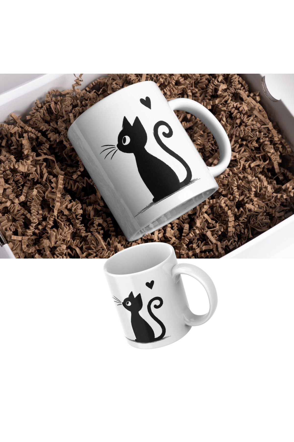 ABC Sevimli Kedi Görselli Hediyelik Kahve Mug Bardak