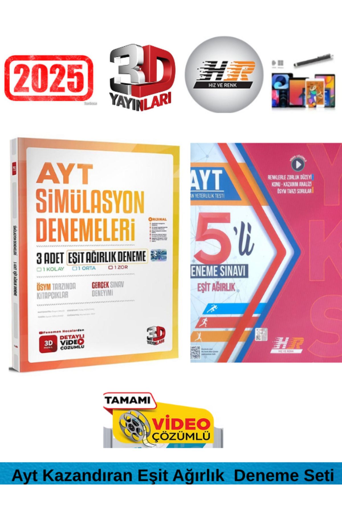 3D Yayınları Simulasyon Ayt Eşit Ağırlık 3 Genel Deneme+Hız ve Renk Ayt Eşit Ağırlık 5 Genel Deneme Seti+Kalem