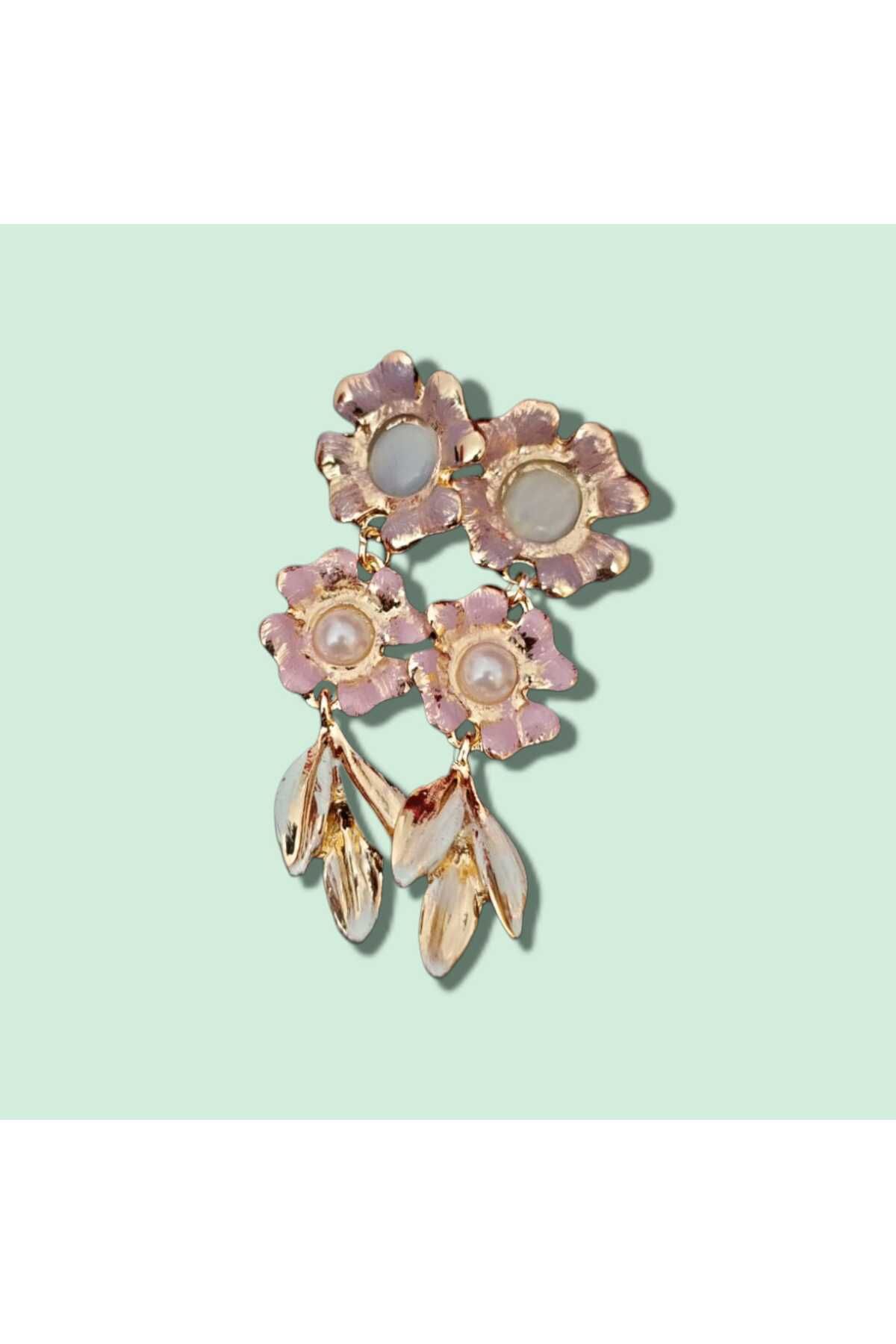 staınless steel RUSECA JEWELRY ÇİÇEK MOTİFLİ CHARM ÇELİK KÜPE