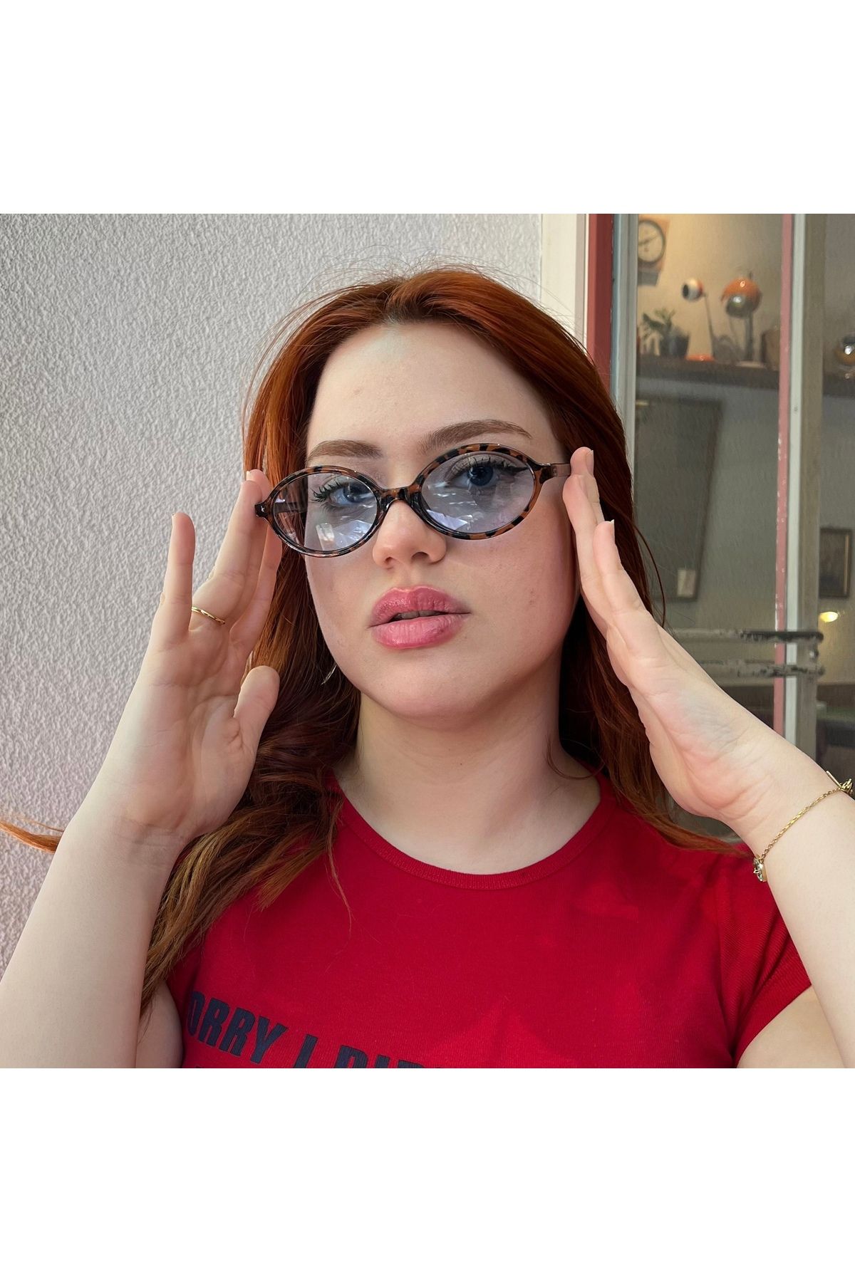 NOYZZ Trey Kemik Leopar Çerçeve Mavi Cam Kadın Güneş Gözlüğü
