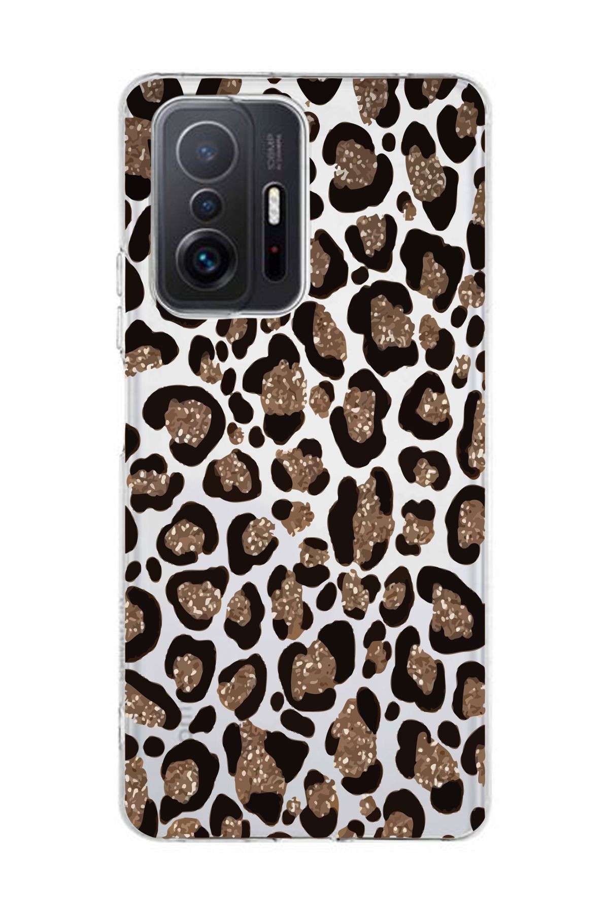 moonset Xiaomi Mi 11T / Mi 11T Pro Uyumlu Leopar Tasarımlı Baskılı Şeffaf Telefon Kılıfı