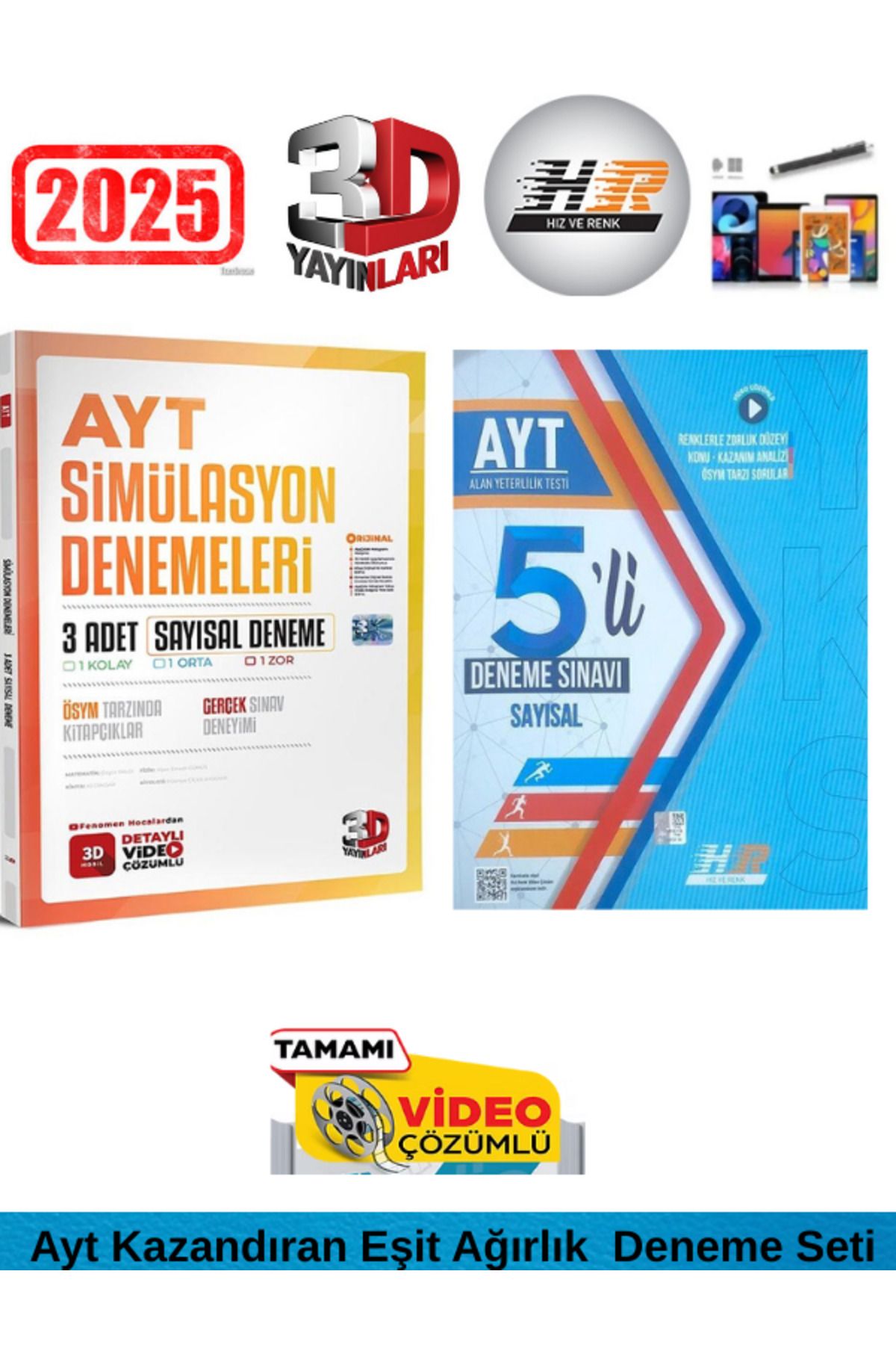 3D Yayınları Simulasyon Ayt Sayısal 3 Genel Deneme+Hız ve Renk Ayt Sayısal 5 Genel Deneme Seti+Kalem