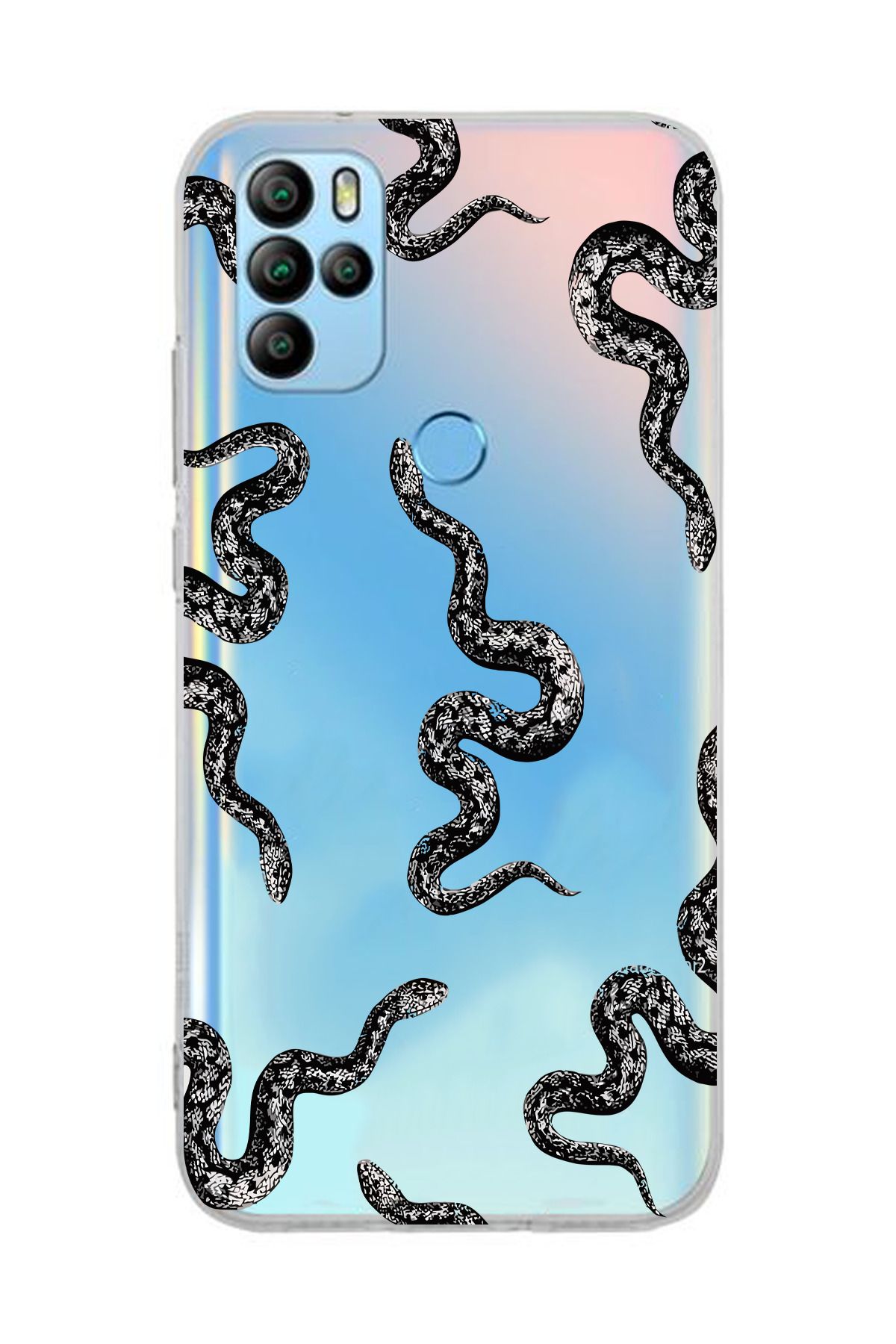 moonset Omix X300/X500 Uyumlu Yılan Tasarımlı Baskılı Şeffaf Telefon Kılıfı