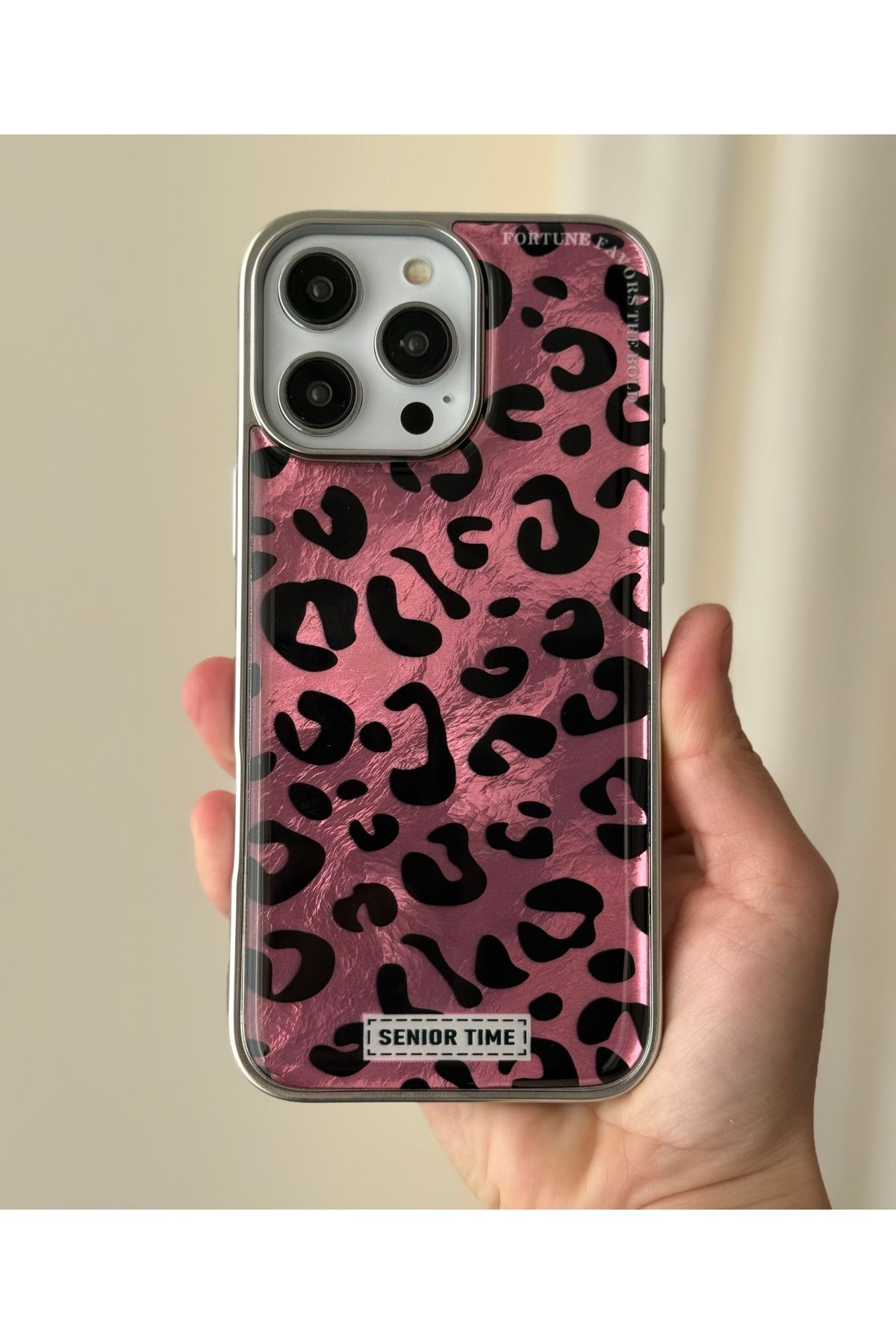 FİŞNEİLETİŞİM İPHONE 16 PRO UYUMLU LEOPAR DESENLİ PEMBE KILIF